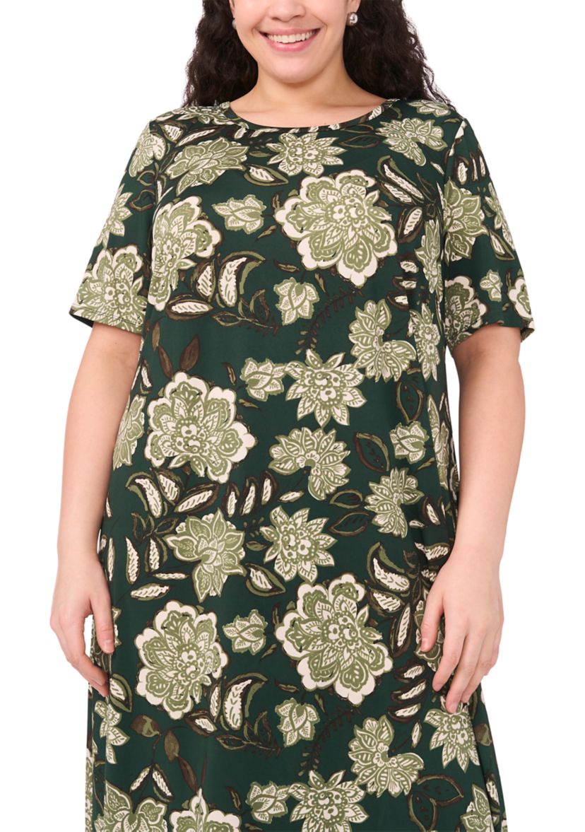 Plus Size Short Sleeve Crew Neck Maxi Dress