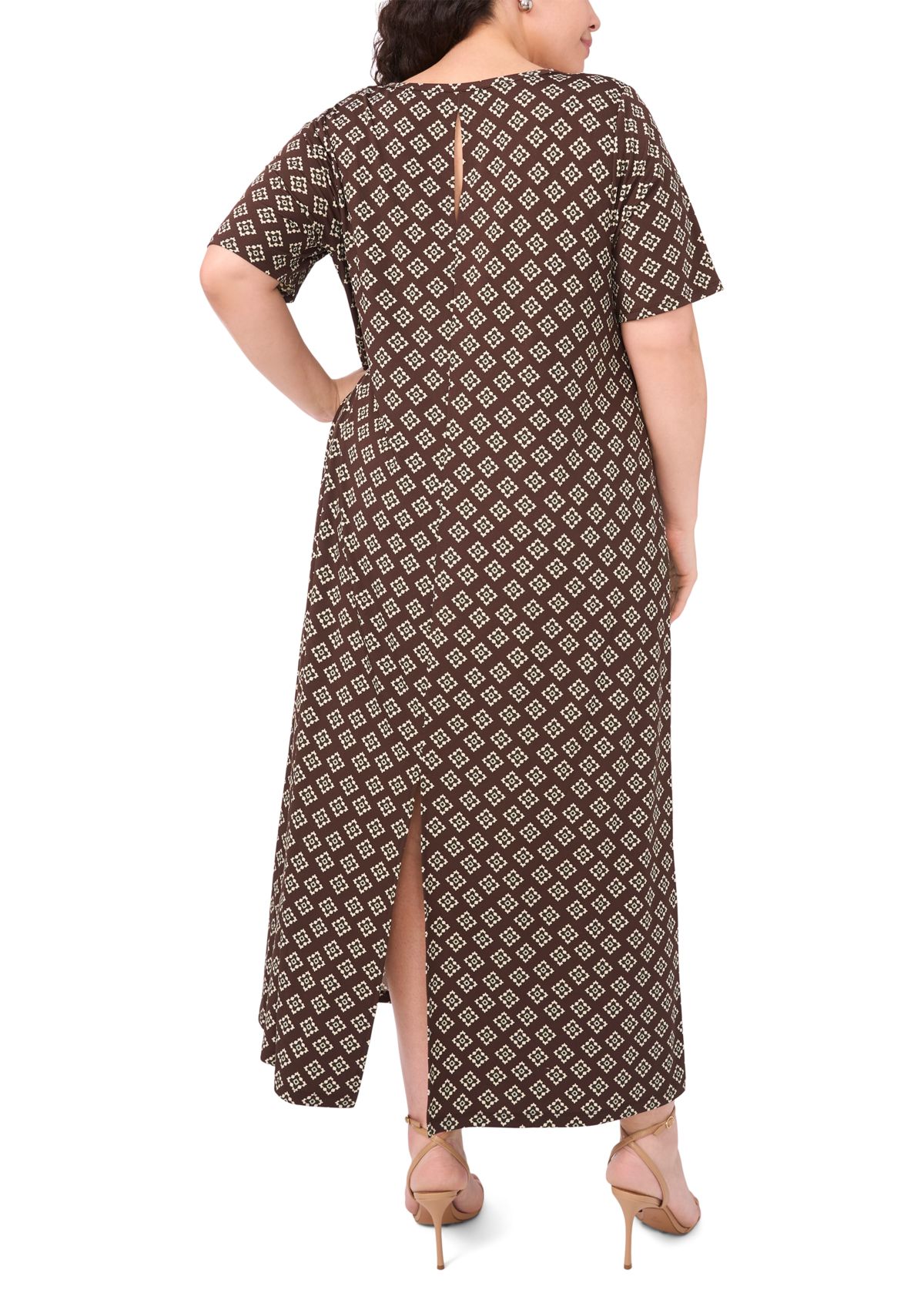 Plus Size Short Sleeve Crew Neck Maxi Dress