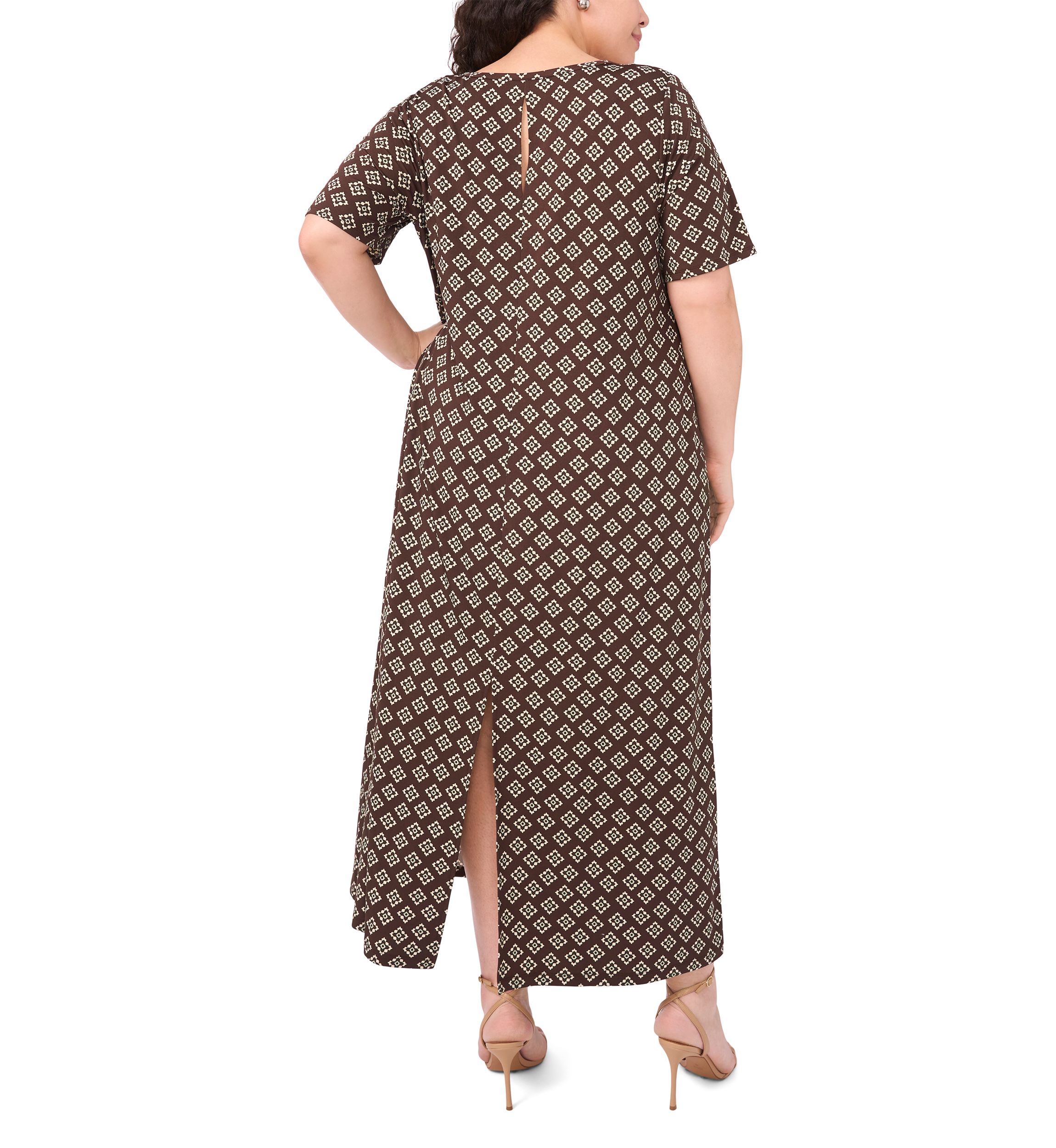 Plus Size Short Sleeve Crew Neck Maxi Dress