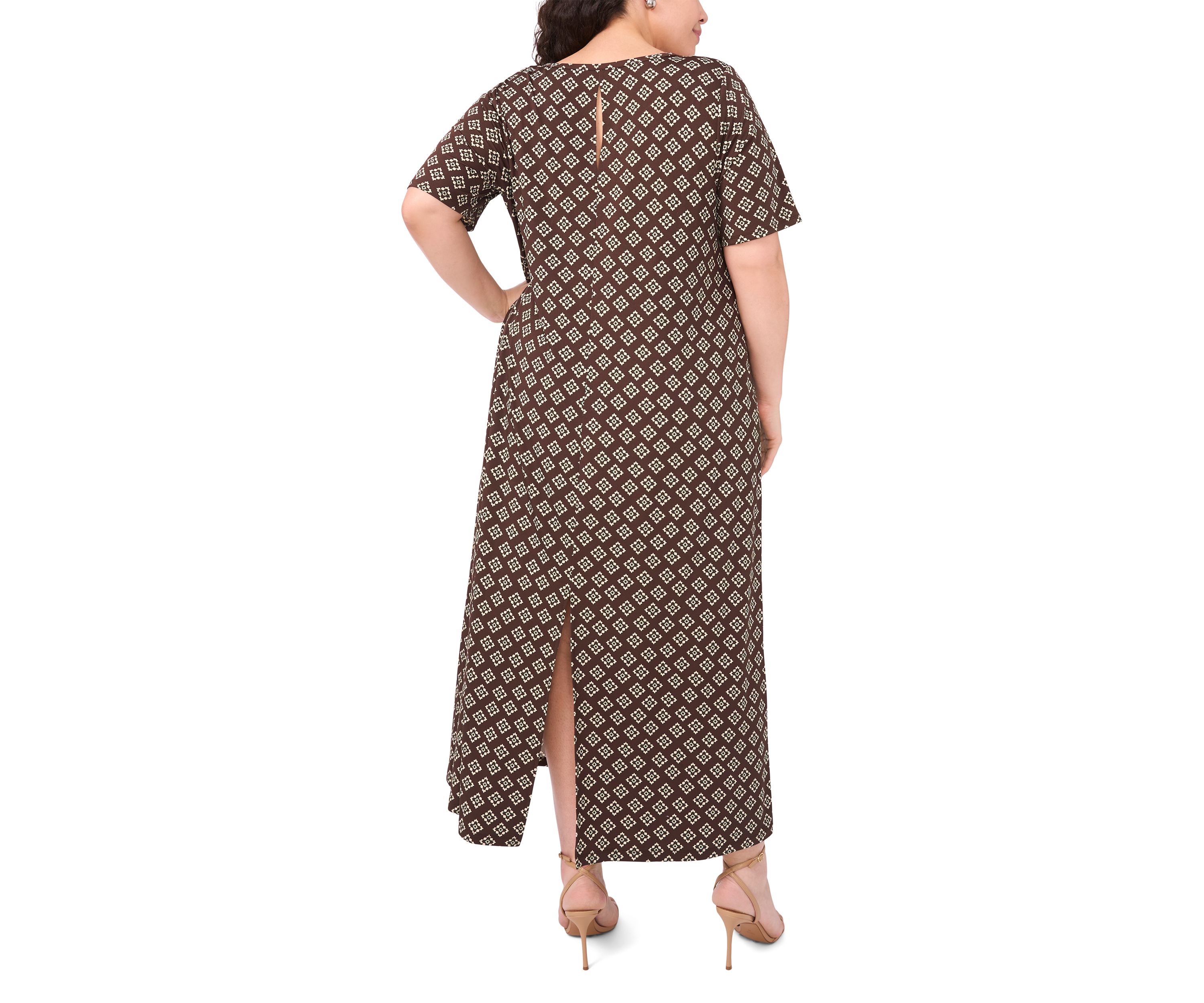 Plus Size Short Sleeve Crew Neck Maxi Dress