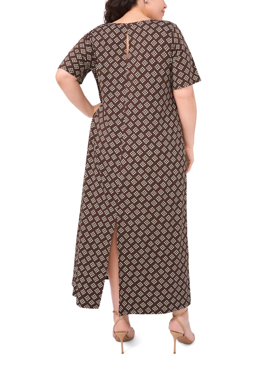 Plus Size Short Sleeve Crew Neck Maxi Dress