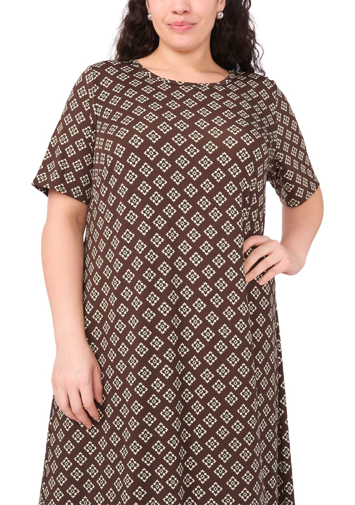 Plus Size Short Sleeve Crew Neck Maxi Dress