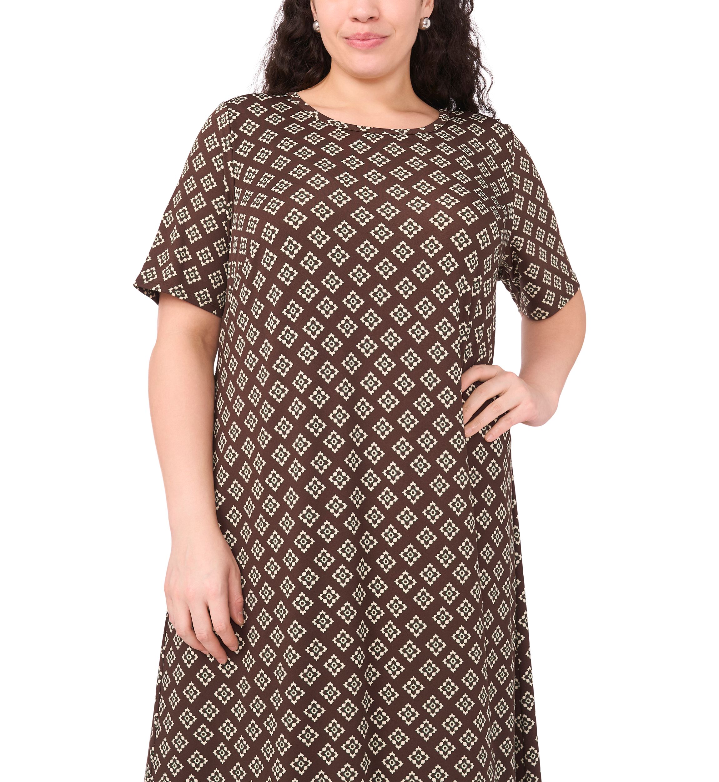 Plus Size Short Sleeve Crew Neck Maxi Dress