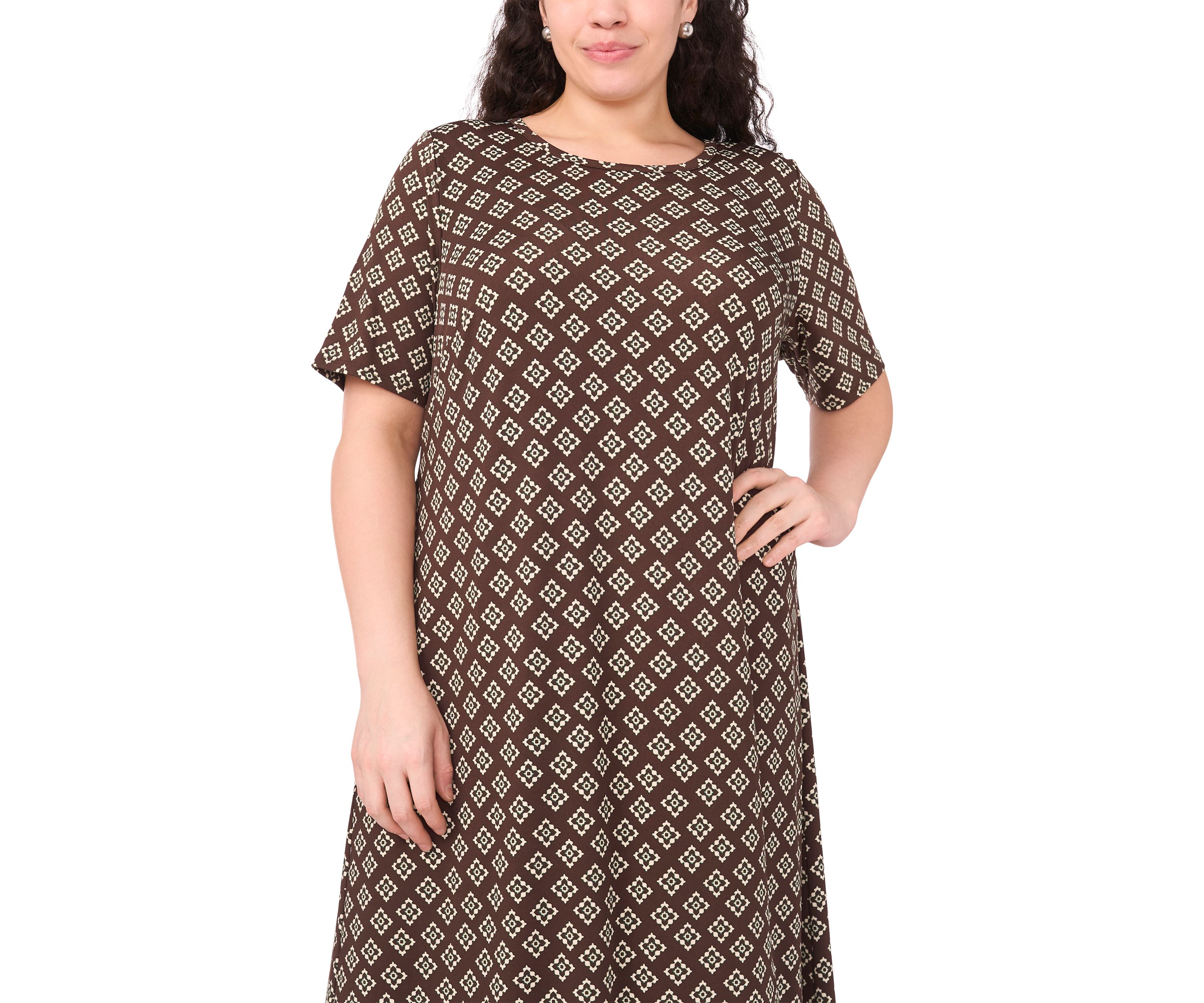 Plus Size Short Sleeve Crew Neck Maxi Dress