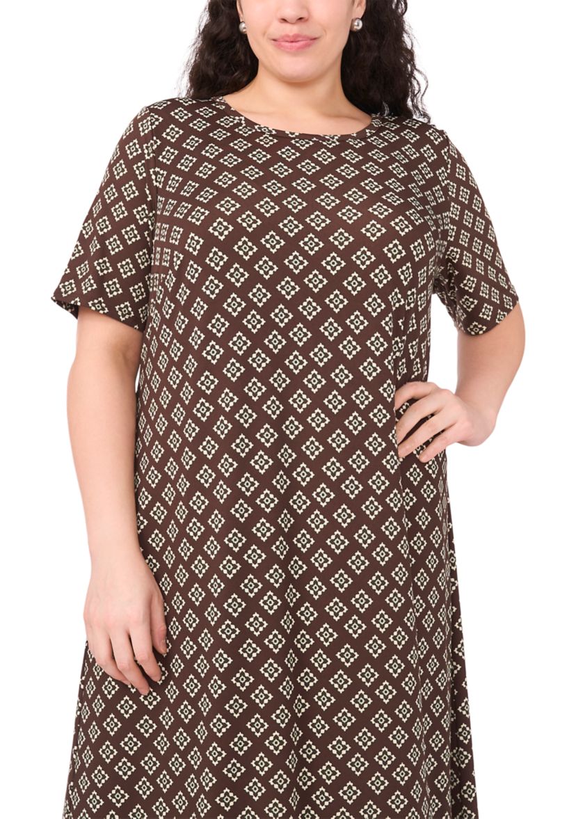 Plus Size Short Sleeve Crew Neck Maxi Dress