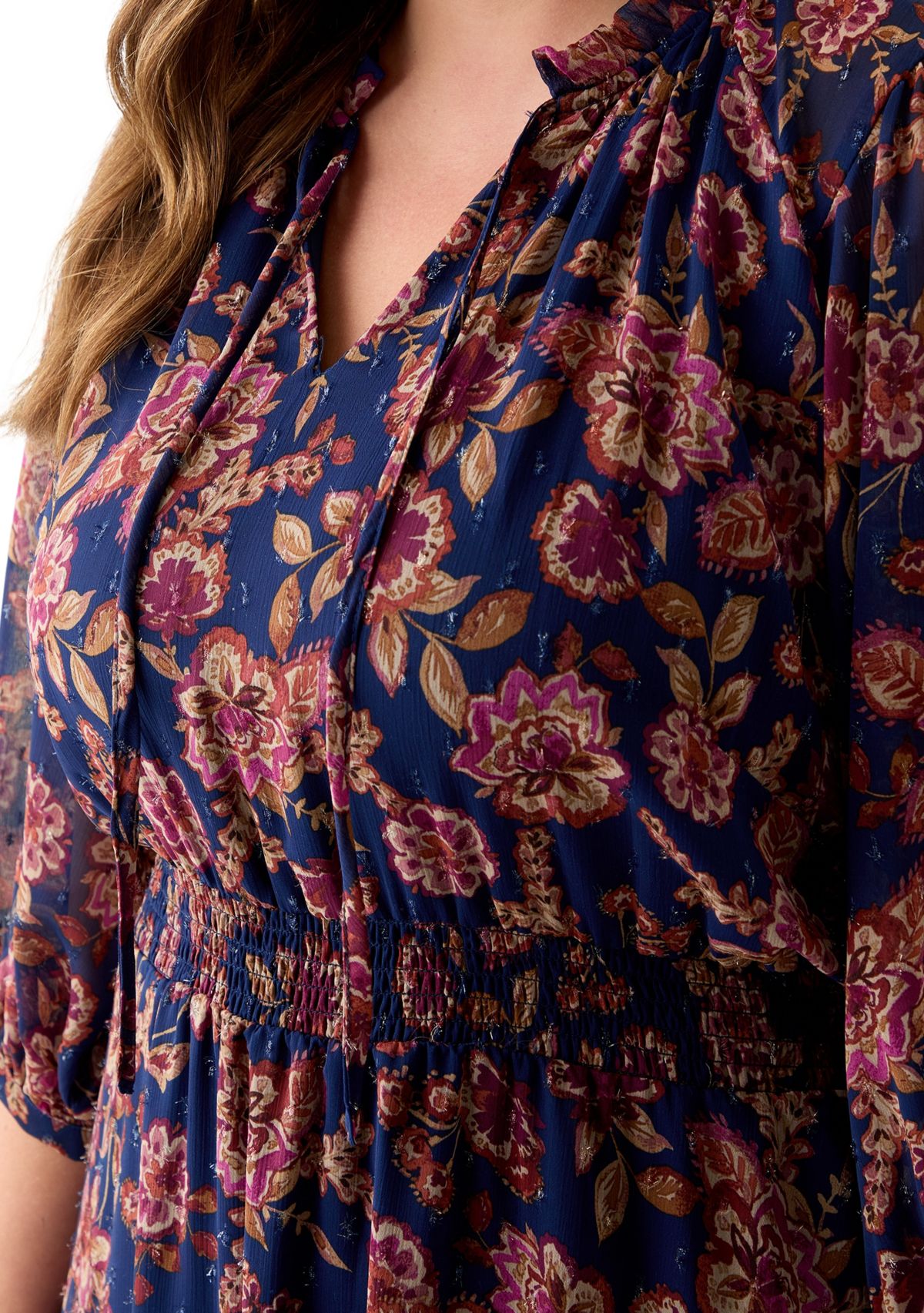 Plus Size 3/4 Puff Sleeve Maxi Dress 