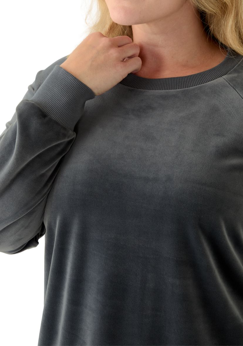 Plus Size Velour Crew Neck Pullover