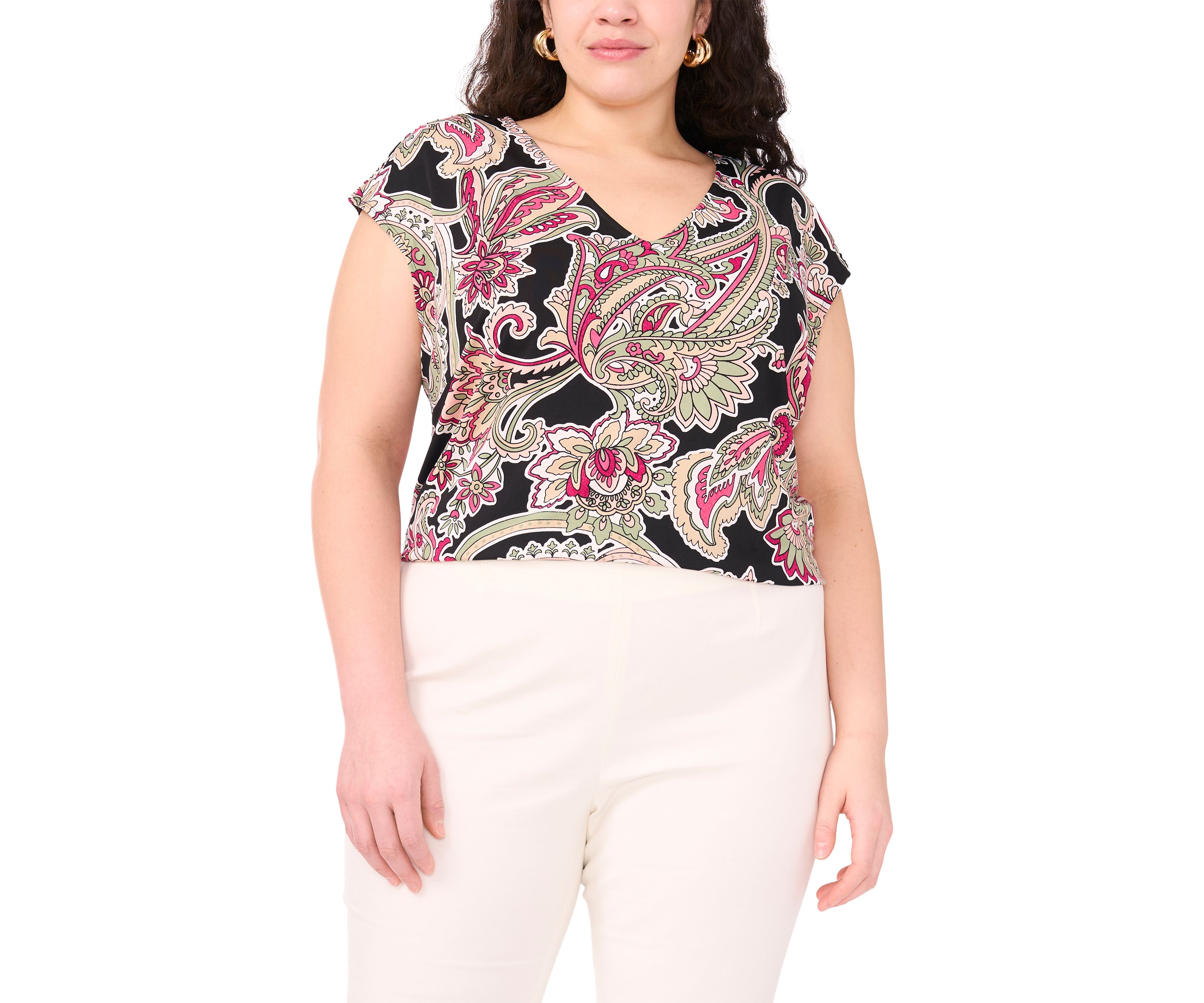 Plus Size Short Sleeve V-Neck Top 