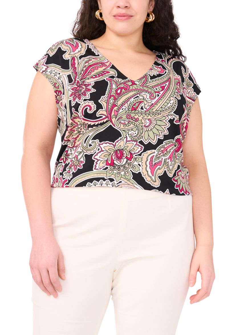 Plus Size Short Sleeve V-Neck Top 