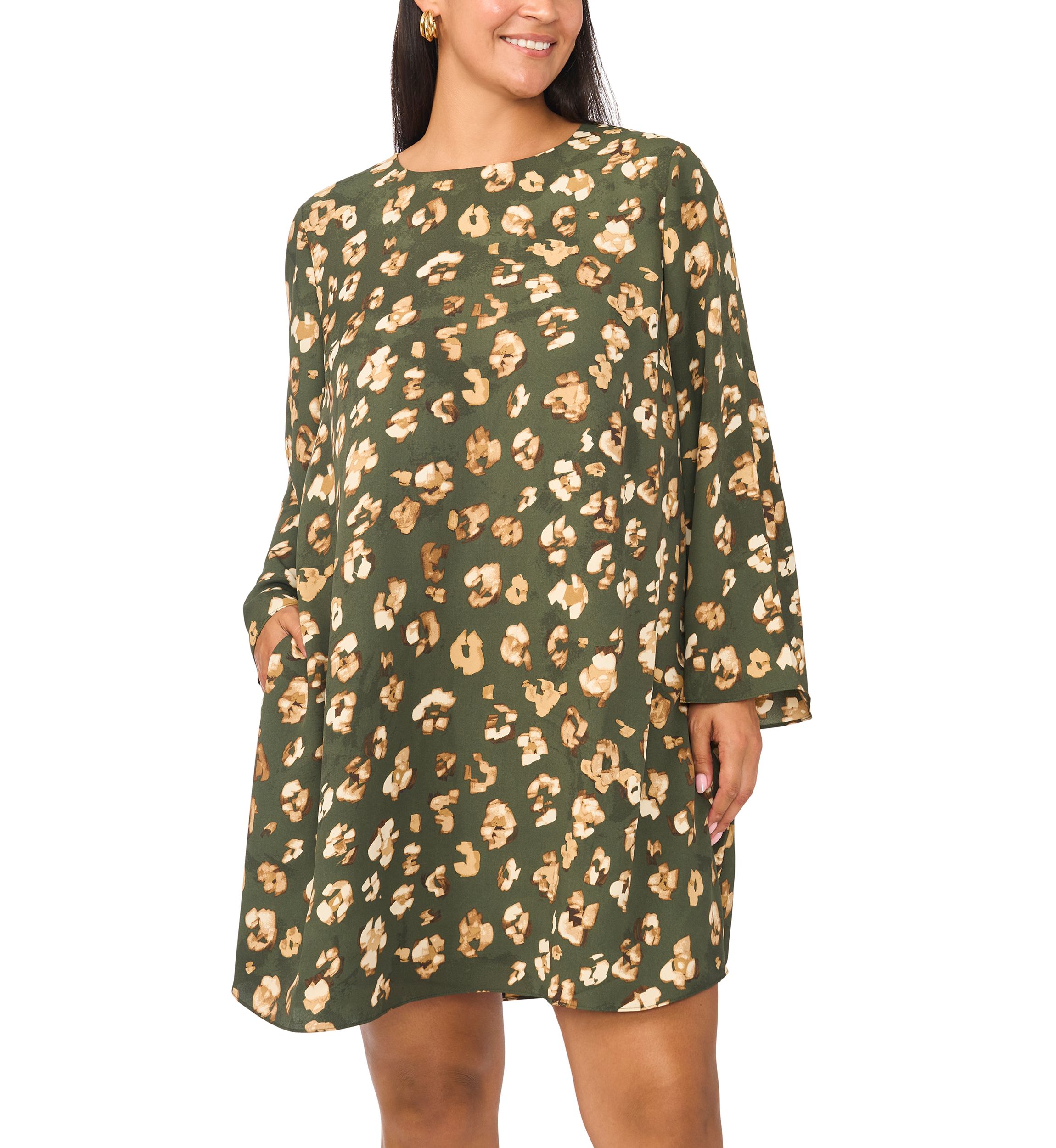 pretty style bell sleeve a line mini dress Vince Camuto Plus Size A-Line Formal dresses