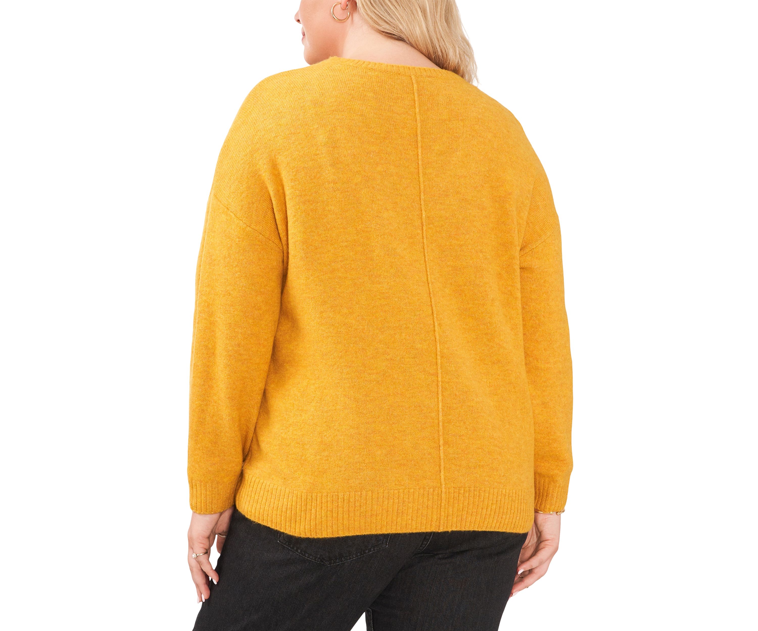 Plus Size Drop Shoulder Sweater with Exposed Seam 