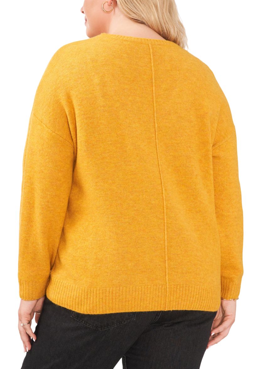 Plus Size Drop Shoulder Sweater with Exposed Seam 