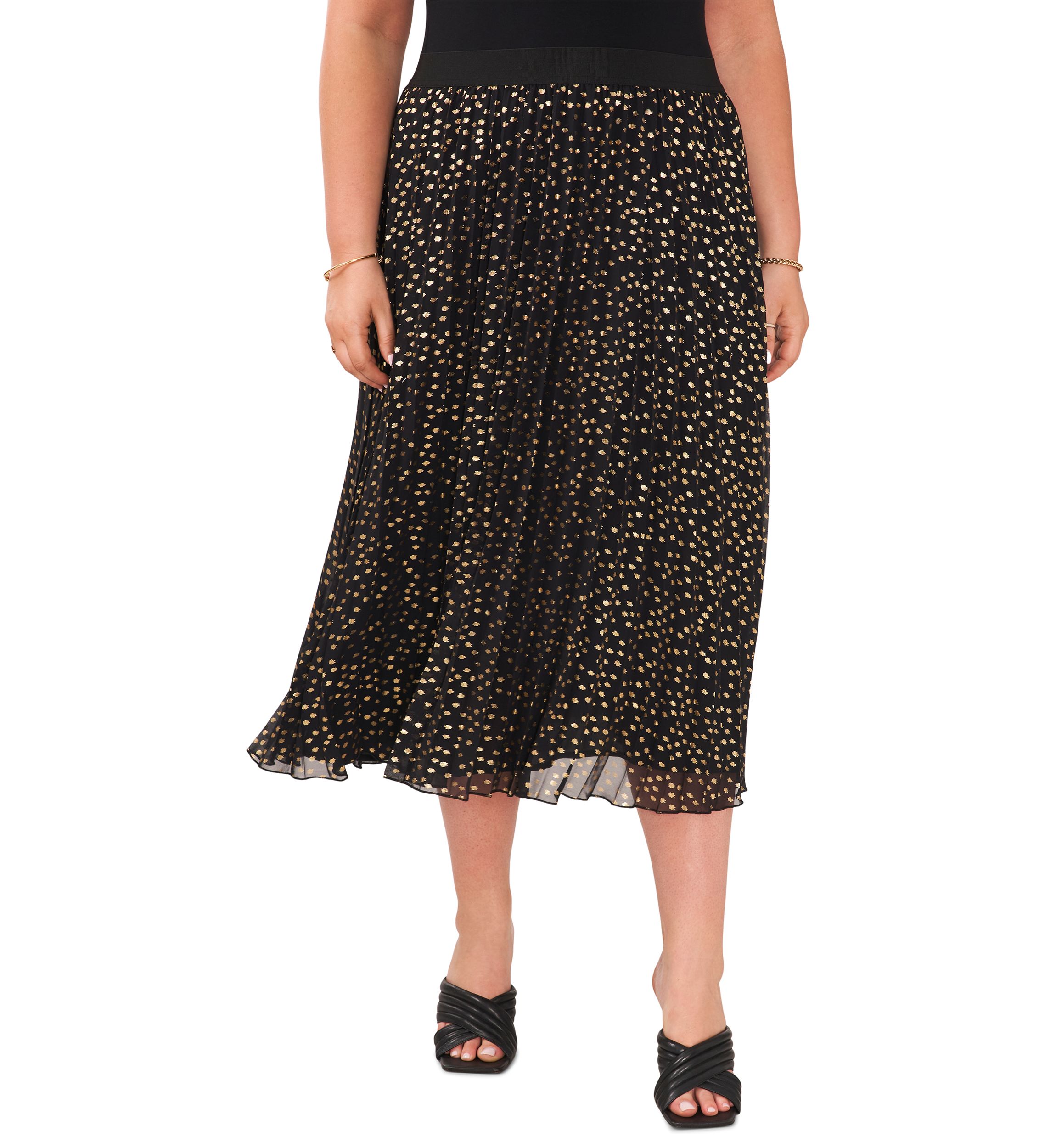 Plus Size Pleated Chiffon Maxi Skirt