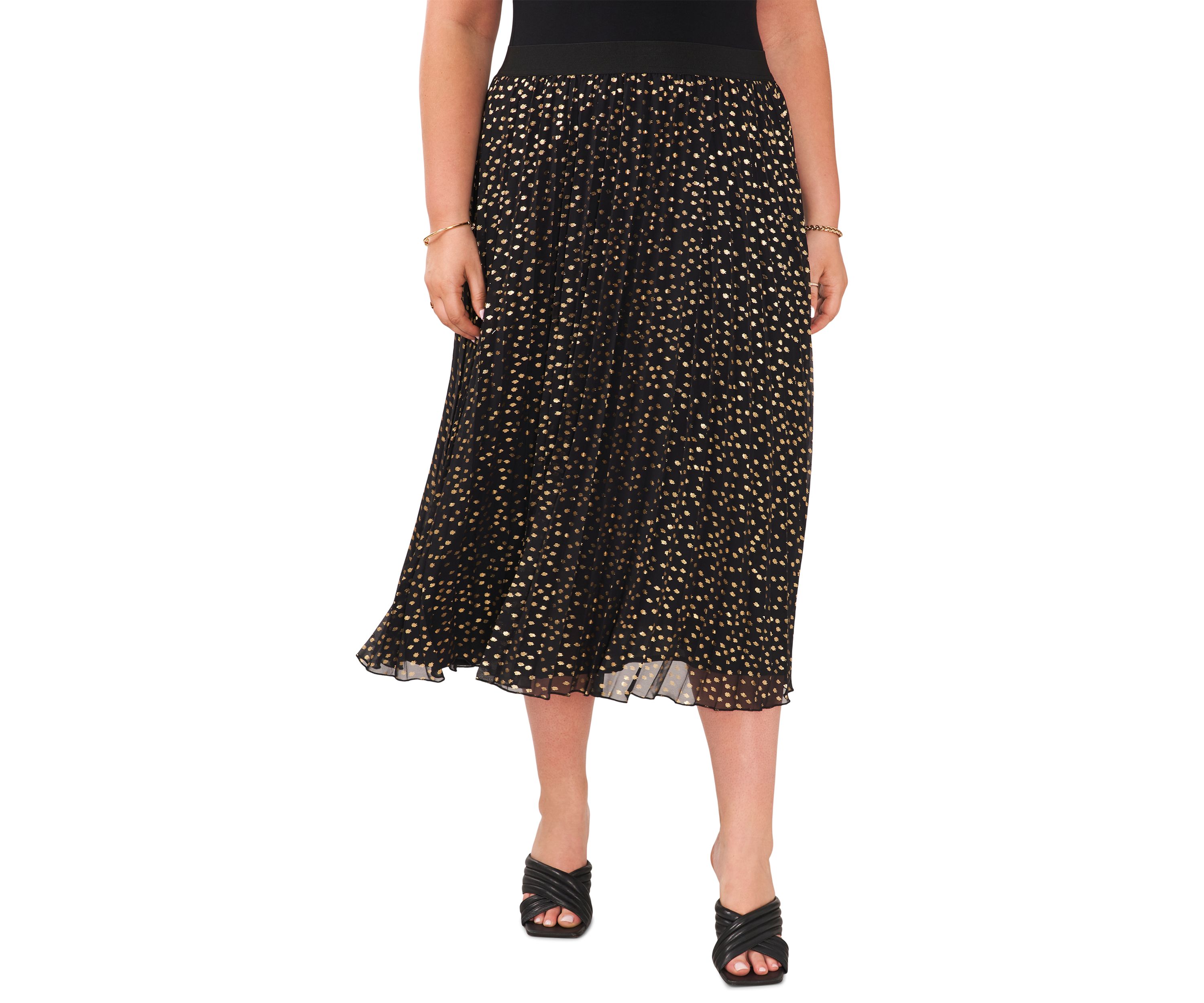 Plus Size Pleated Chiffon Maxi Skirt
