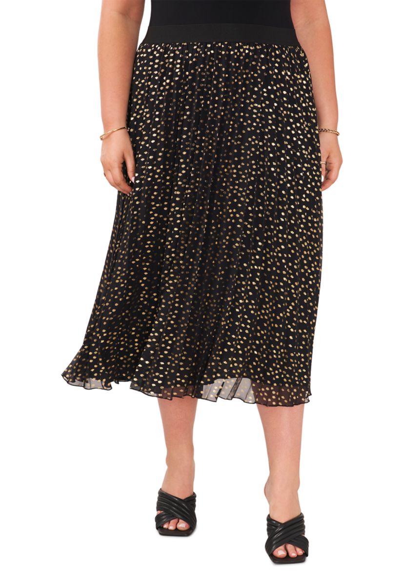 Plus Size Pleated Chiffon Maxi Skirt