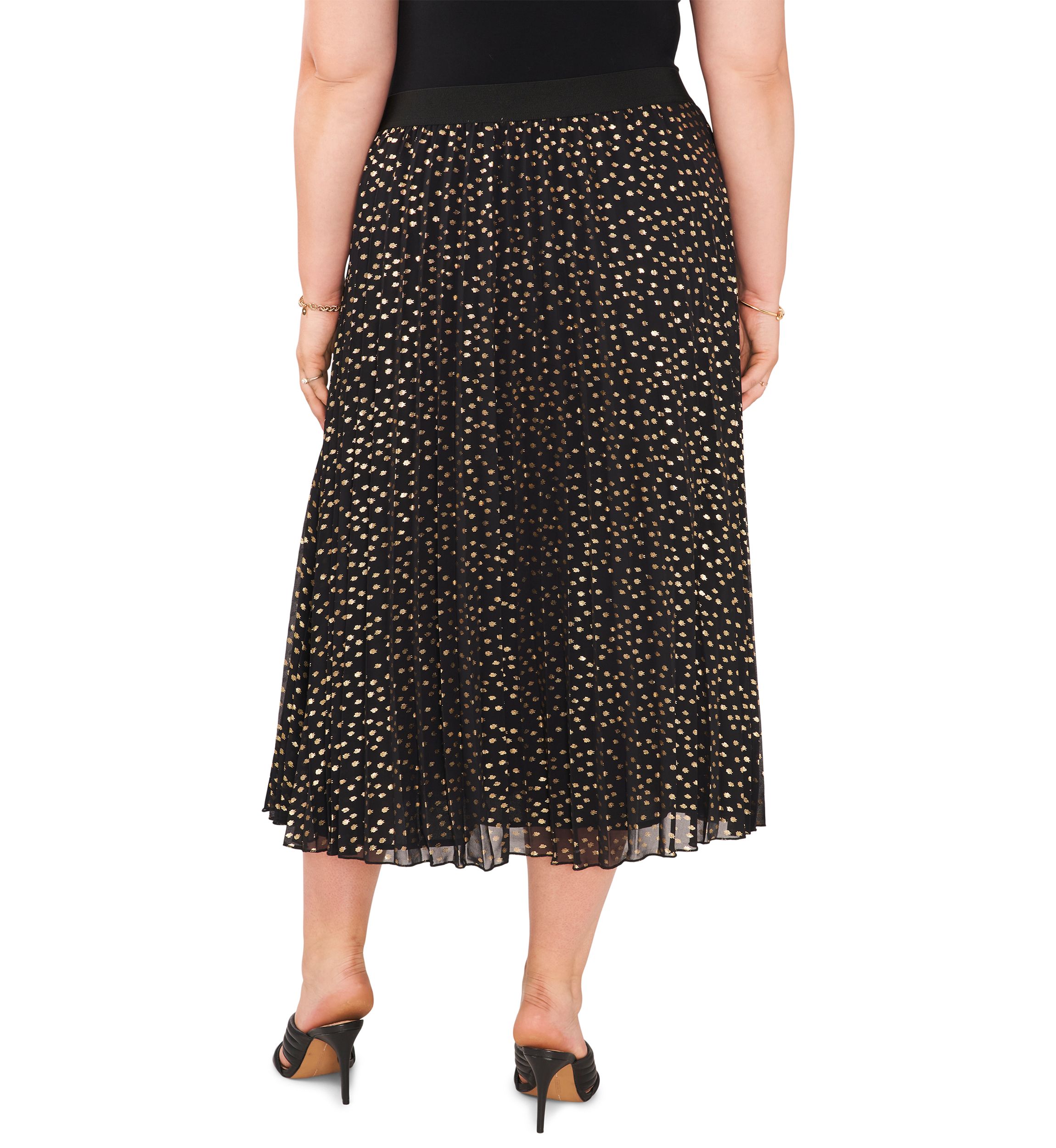 Plus Size Pleated Chiffon Maxi Skirt