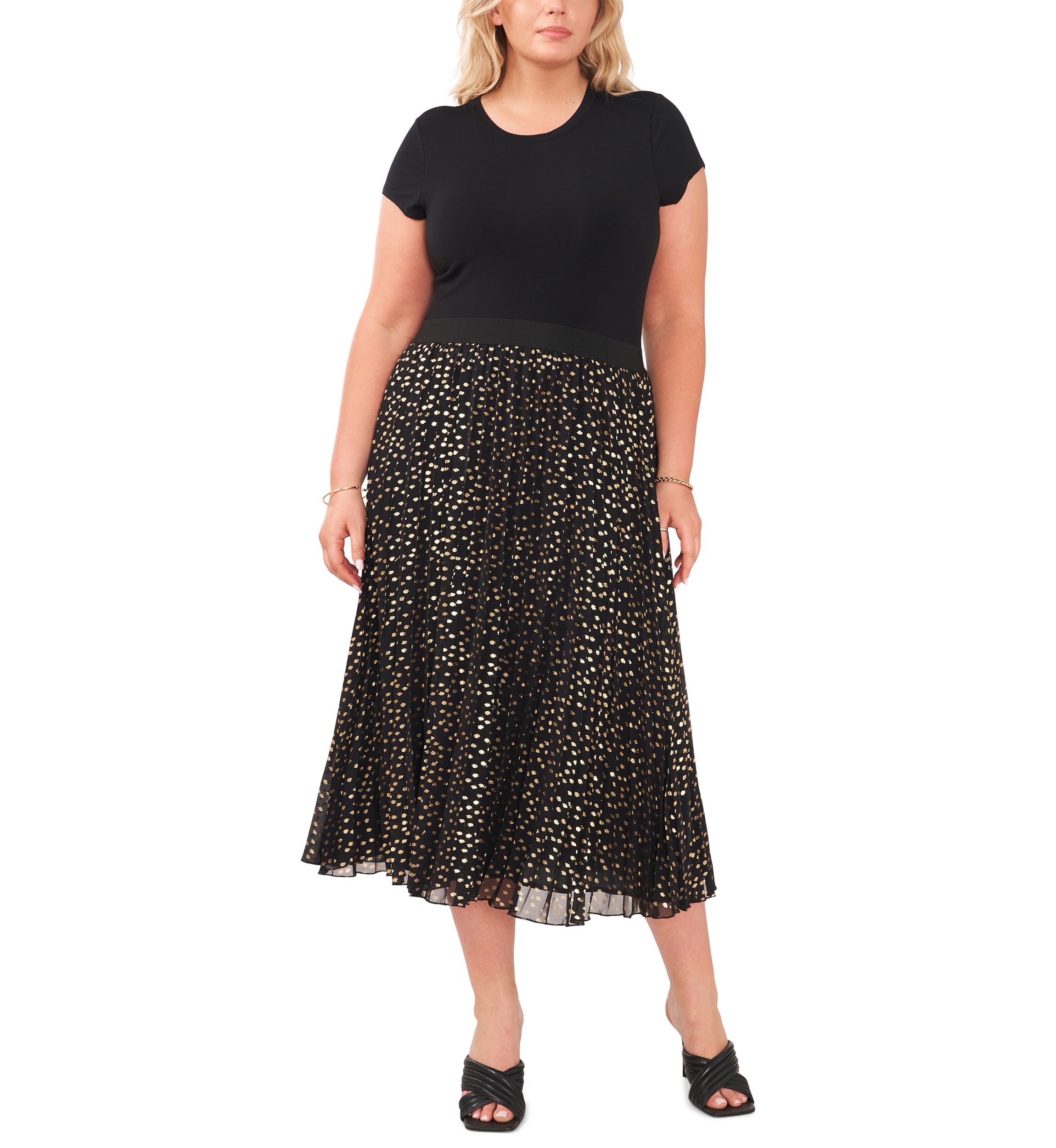 Plus Size Pleated Chiffon Maxi Skirt