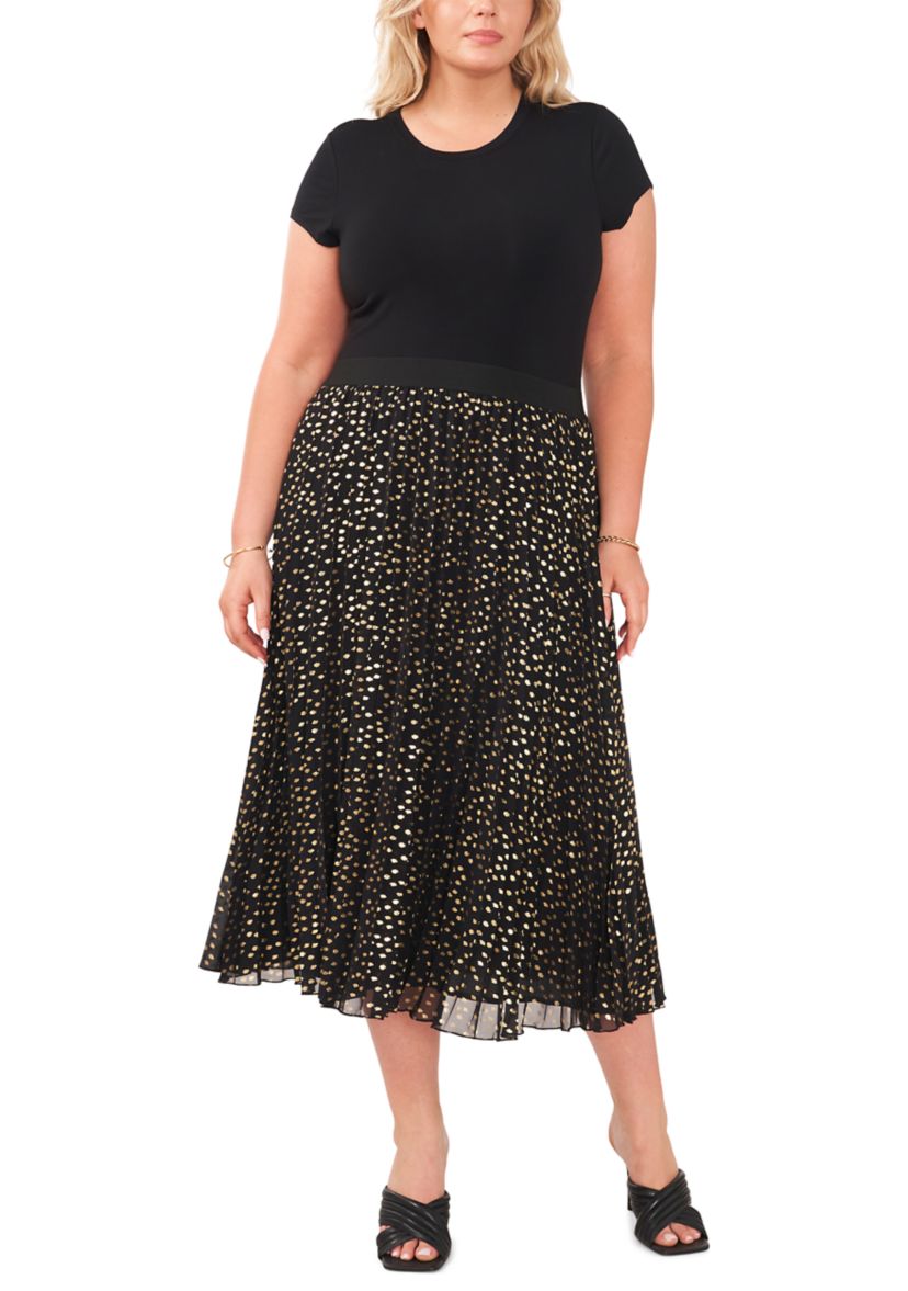 Plus Size Pleated Chiffon Maxi Skirt
