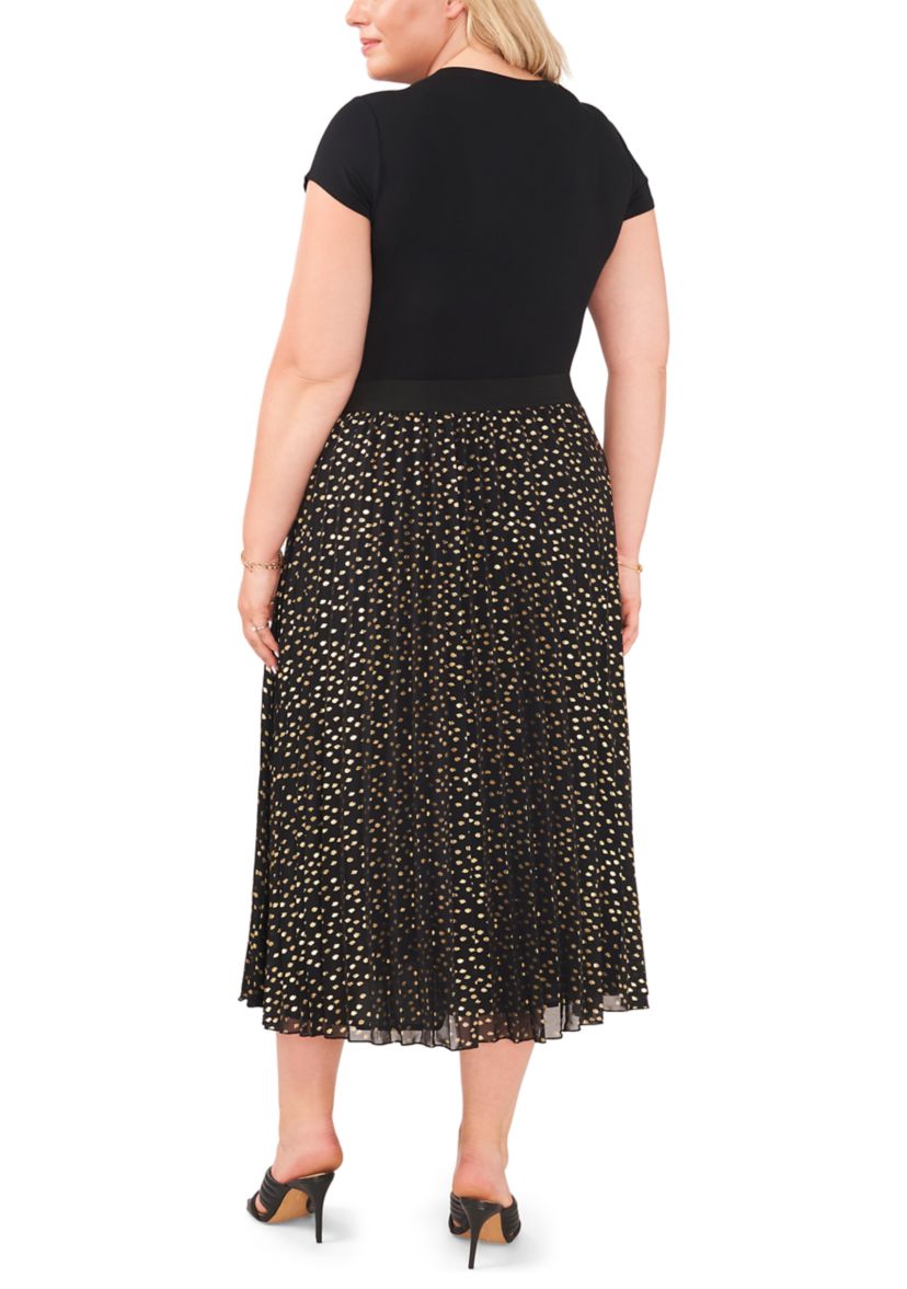 Plus Size Pleated Chiffon Maxi Skirt