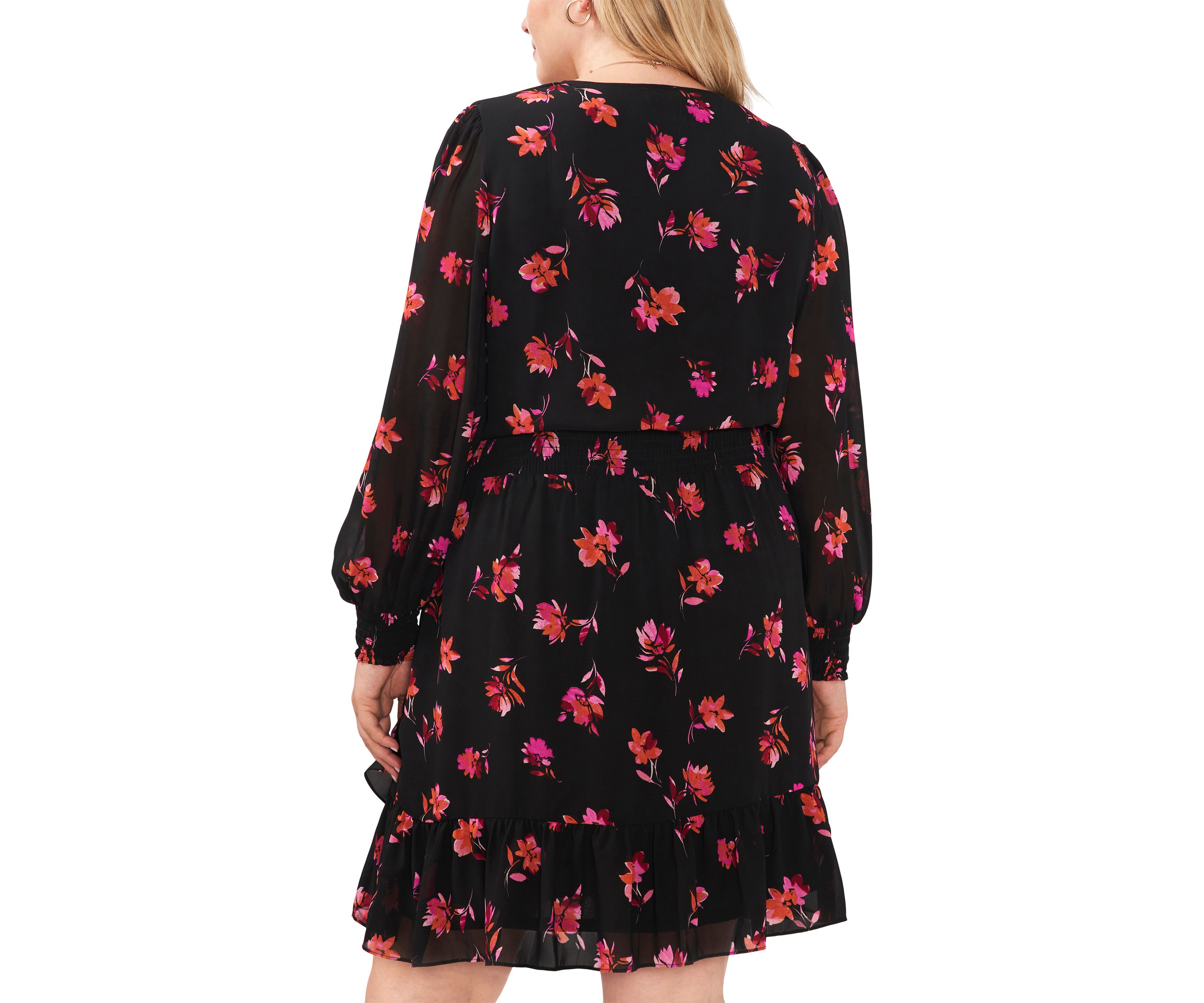 Plus Size Smocked Waist Surplice Dress