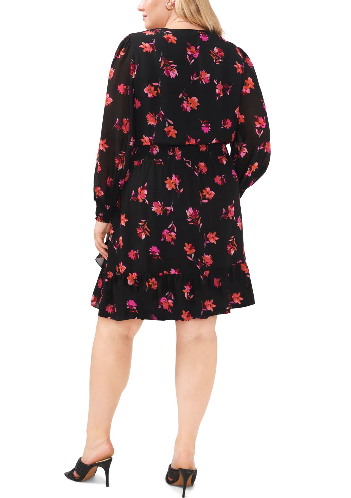 Plus Size Smocked Waist Surplice Dress