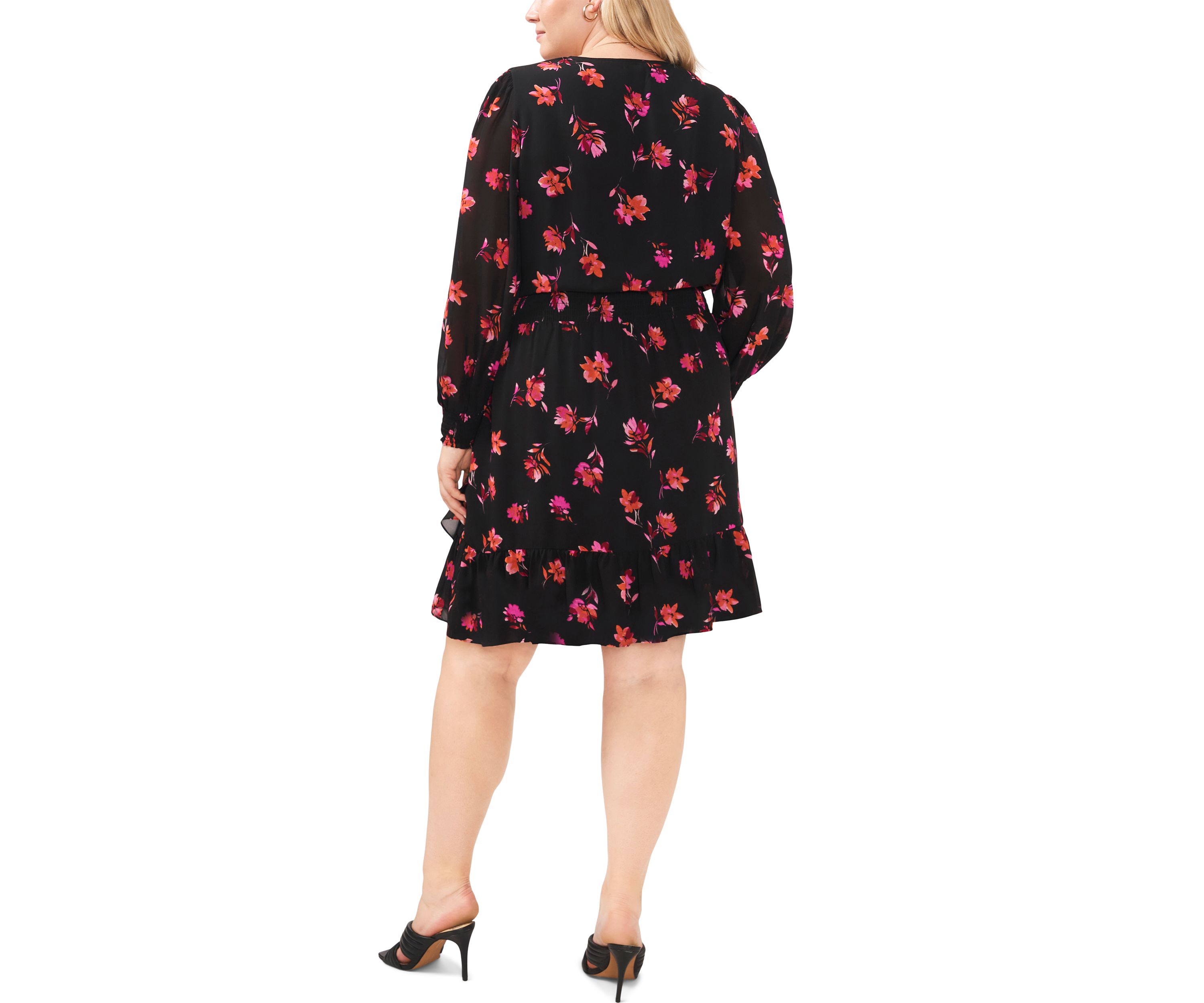 Plus Size Smocked Waist Surplice Dress