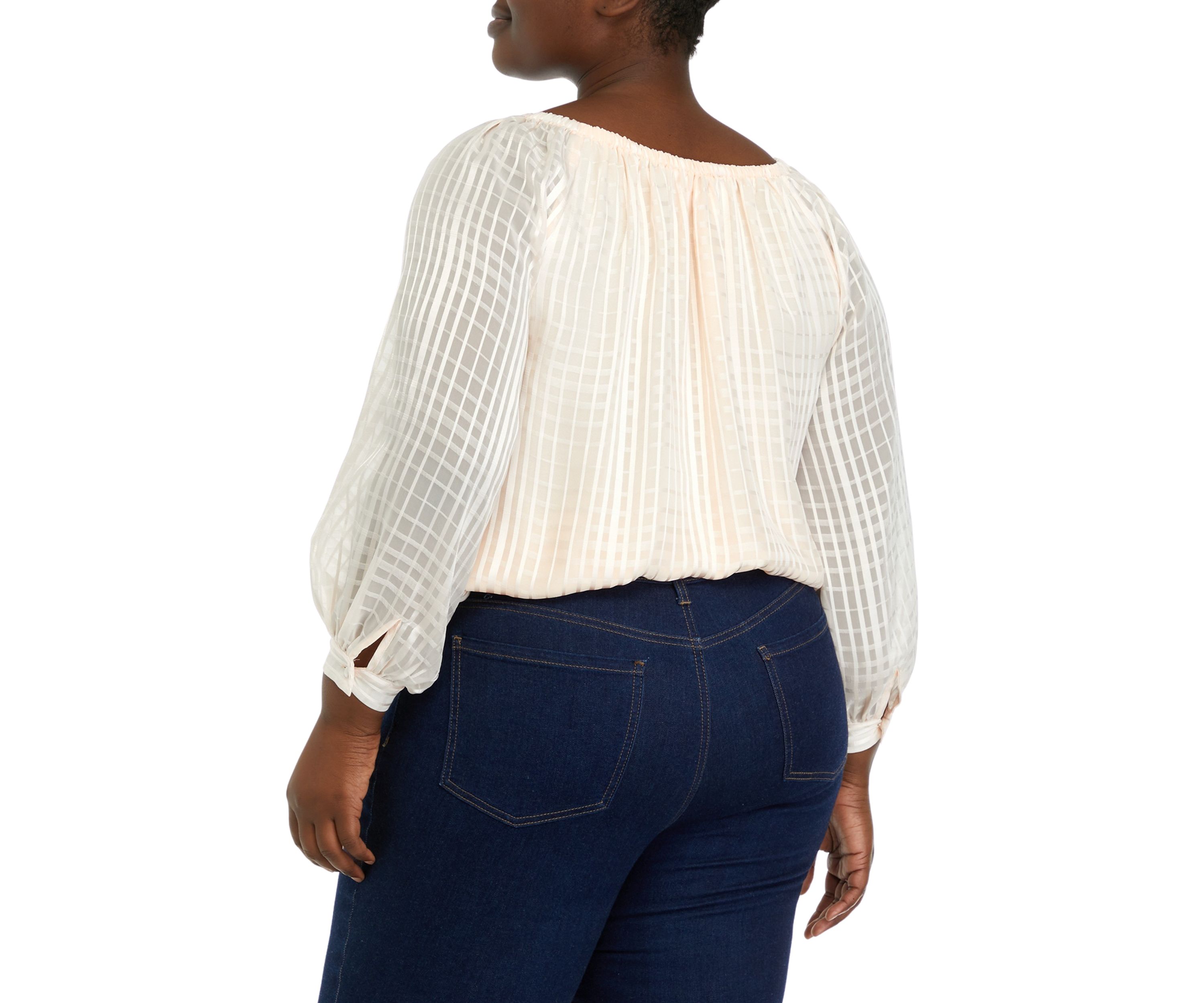 Plus Size Long Sleeve Blouse with Tie Detail