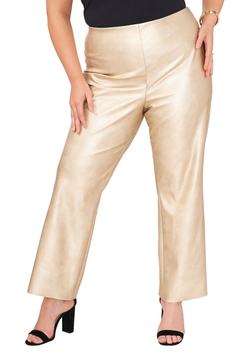 Plus Size Vegan Leather Pull On Pants