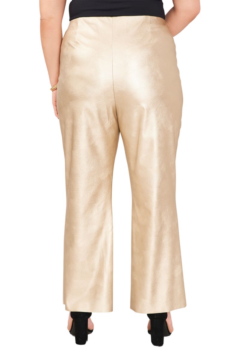 Plus Size Vegan Leather Pull On Pants