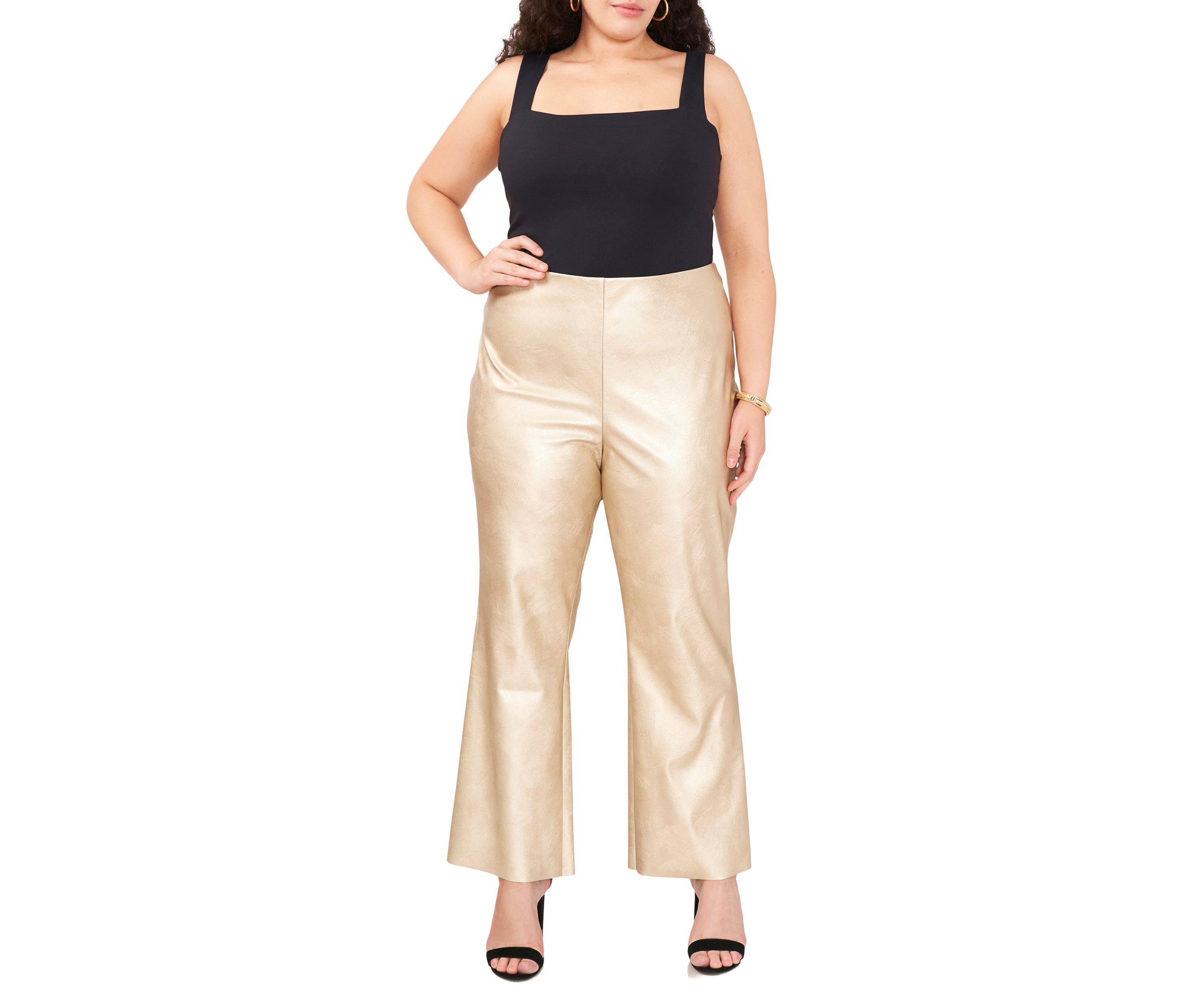 Plus Size Vegan Leather Pull On Pants