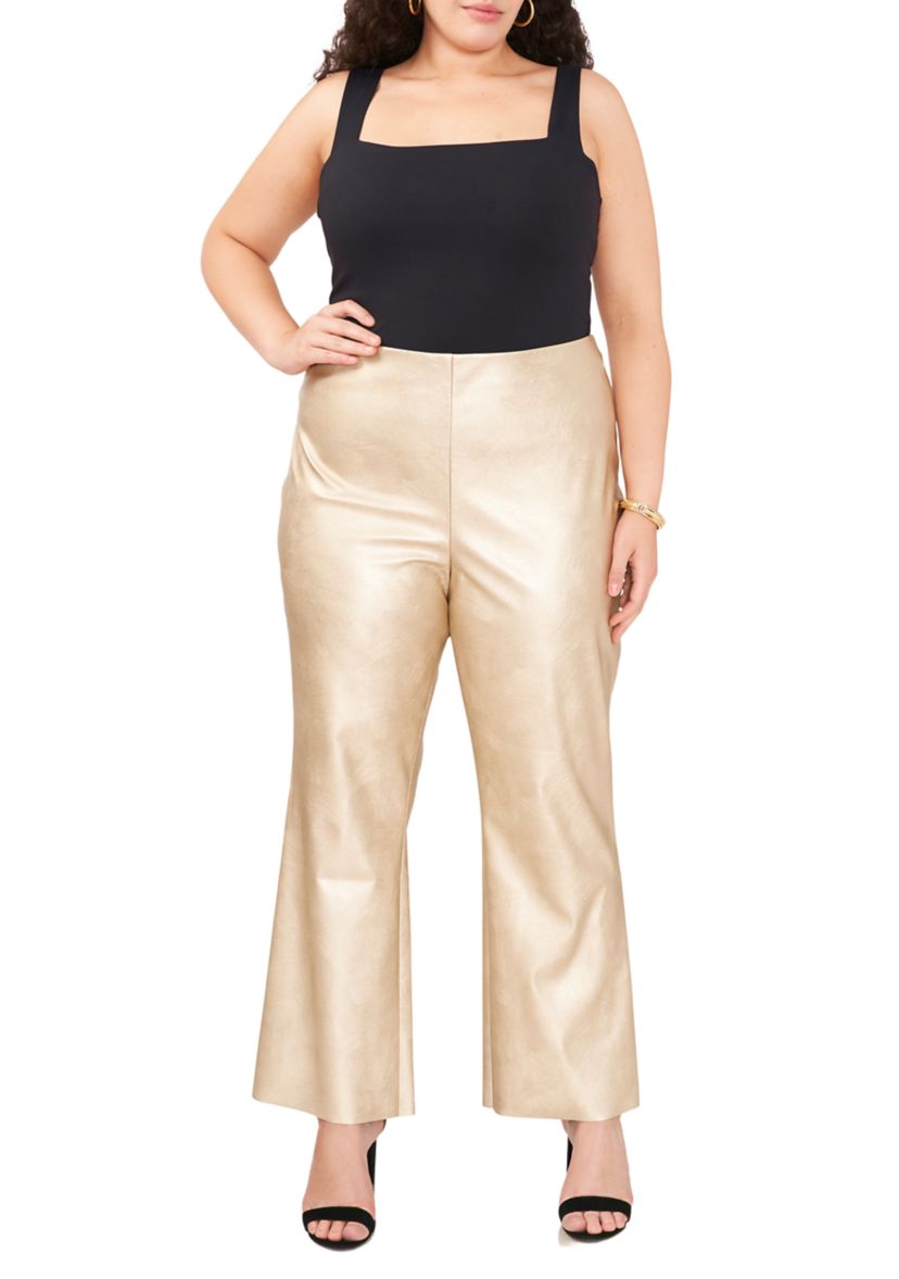 Plus Size Vegan Leather Pull On Pants