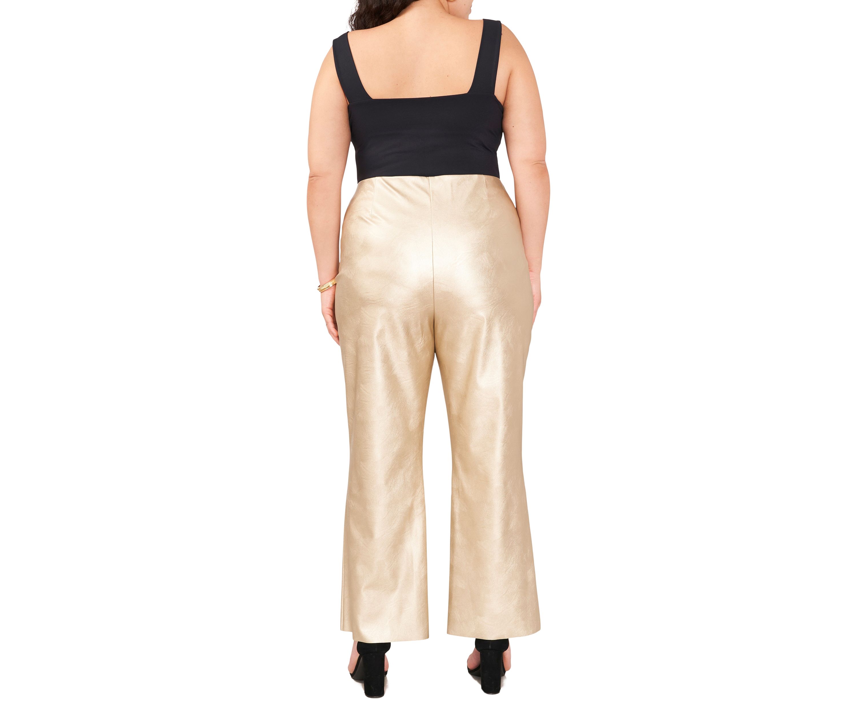 Plus Size Vegan Leather Pull On Pants