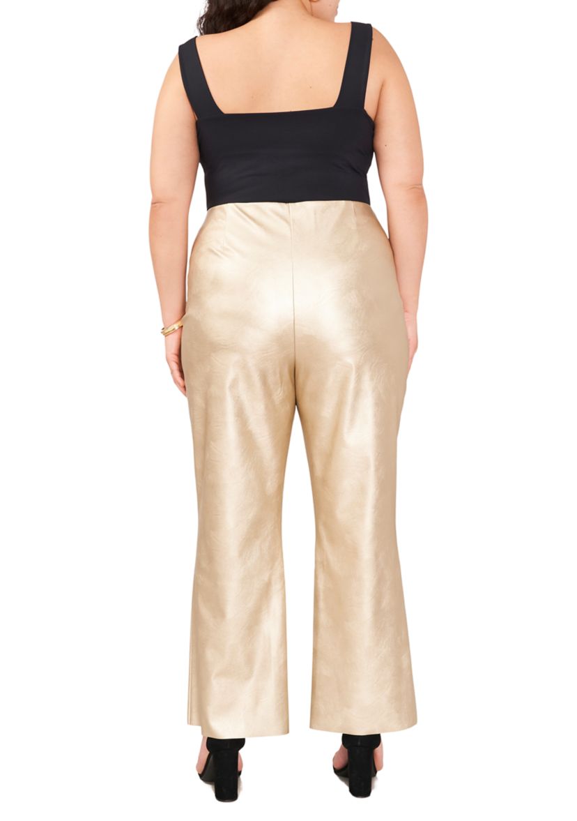 Plus Size Vegan Leather Pull On Pants