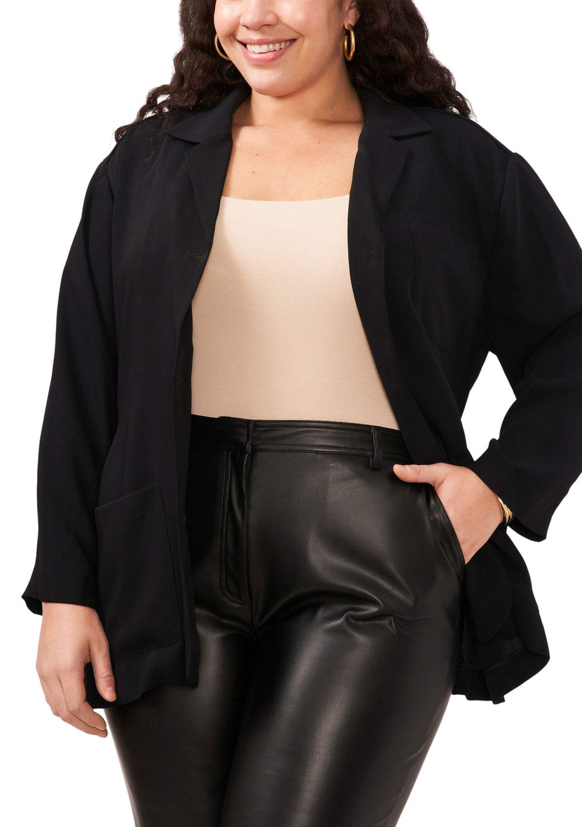 Plus Size Slouchy Patch Jacket