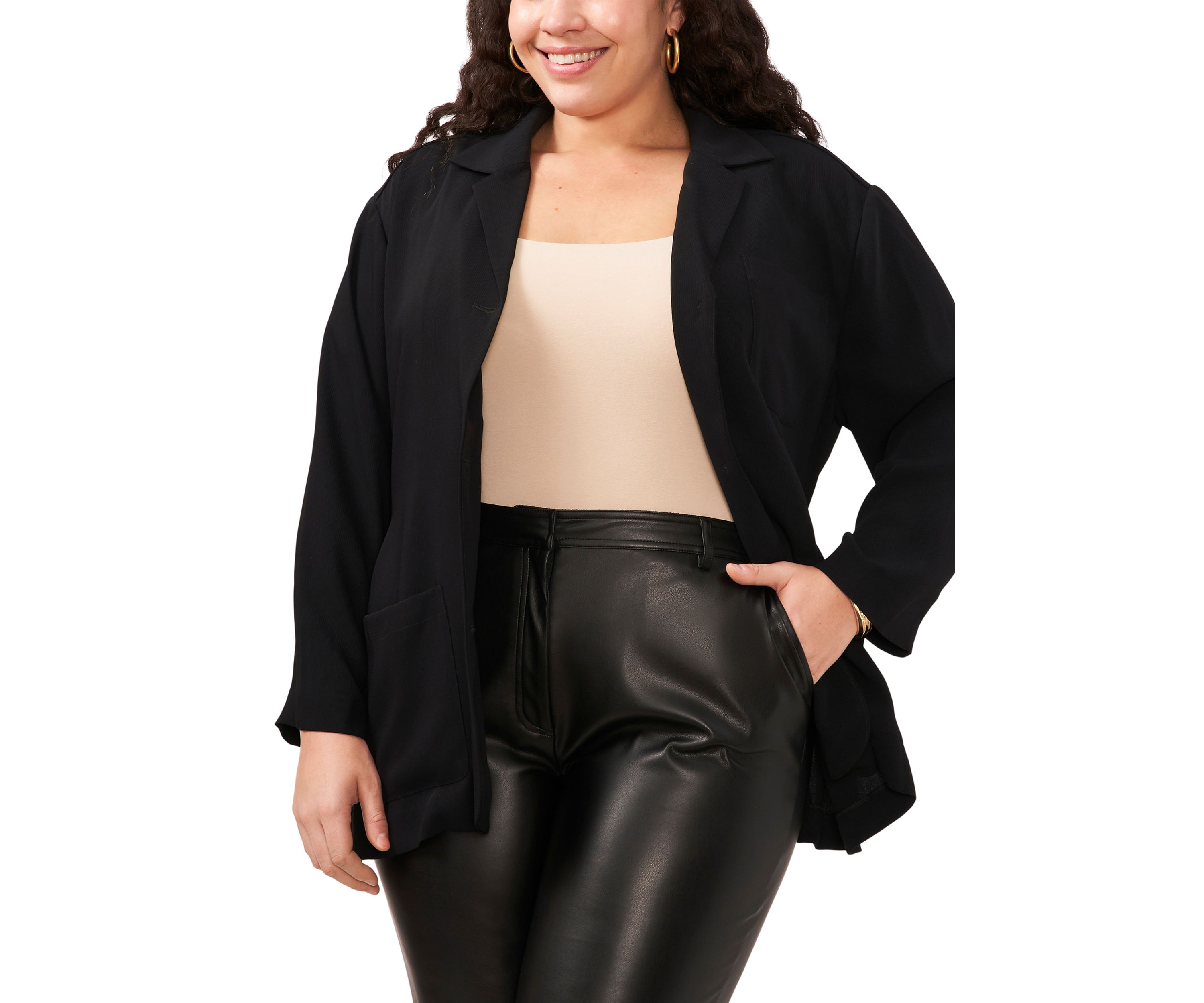 Plus Size Slouchy Patch Jacket