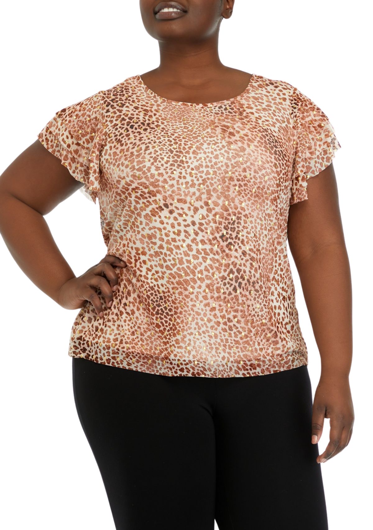 Plus Size Three Layered Ruffled Printed Top