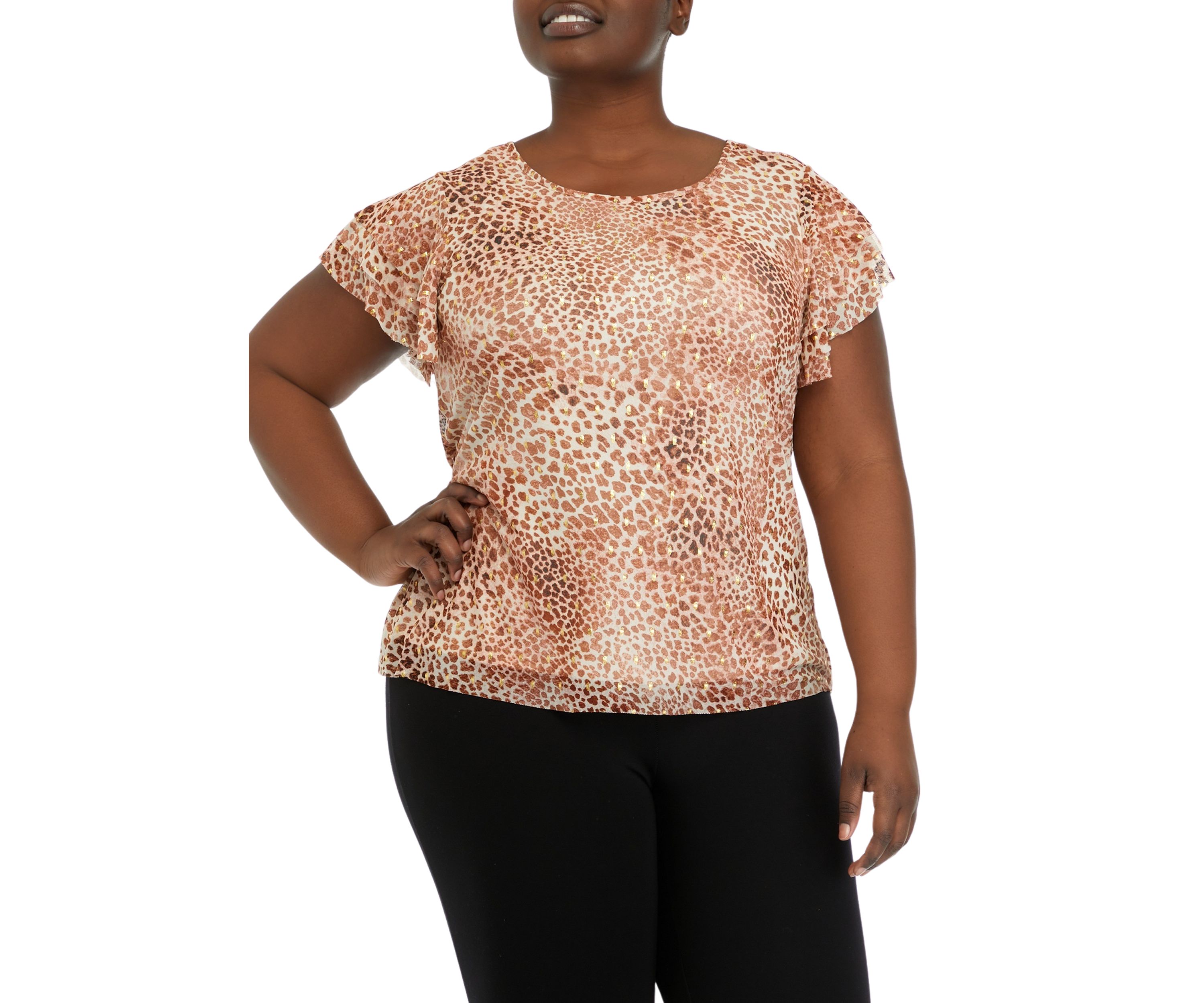 Plus Size Three Layered Ruffled Printed Top