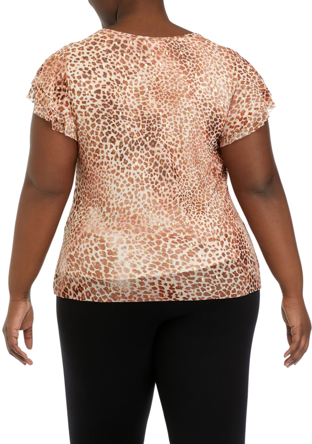 Plus Size Three Layered Ruffled Printed Top