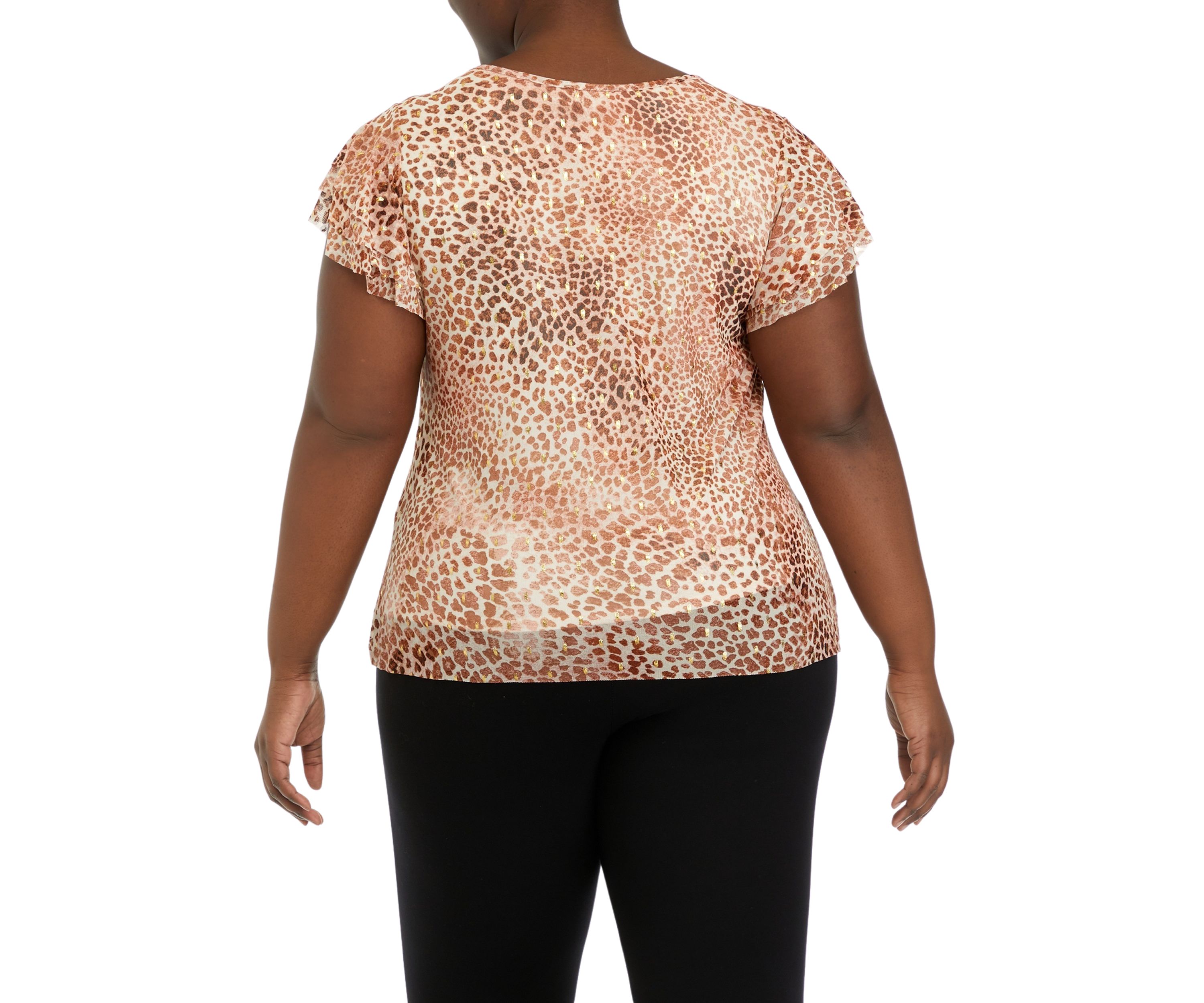 Plus Size Three Layered Ruffled Printed Top