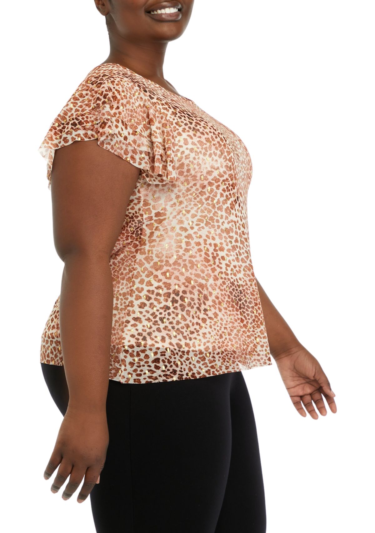 Plus Size Three Layered Ruffled Printed Top