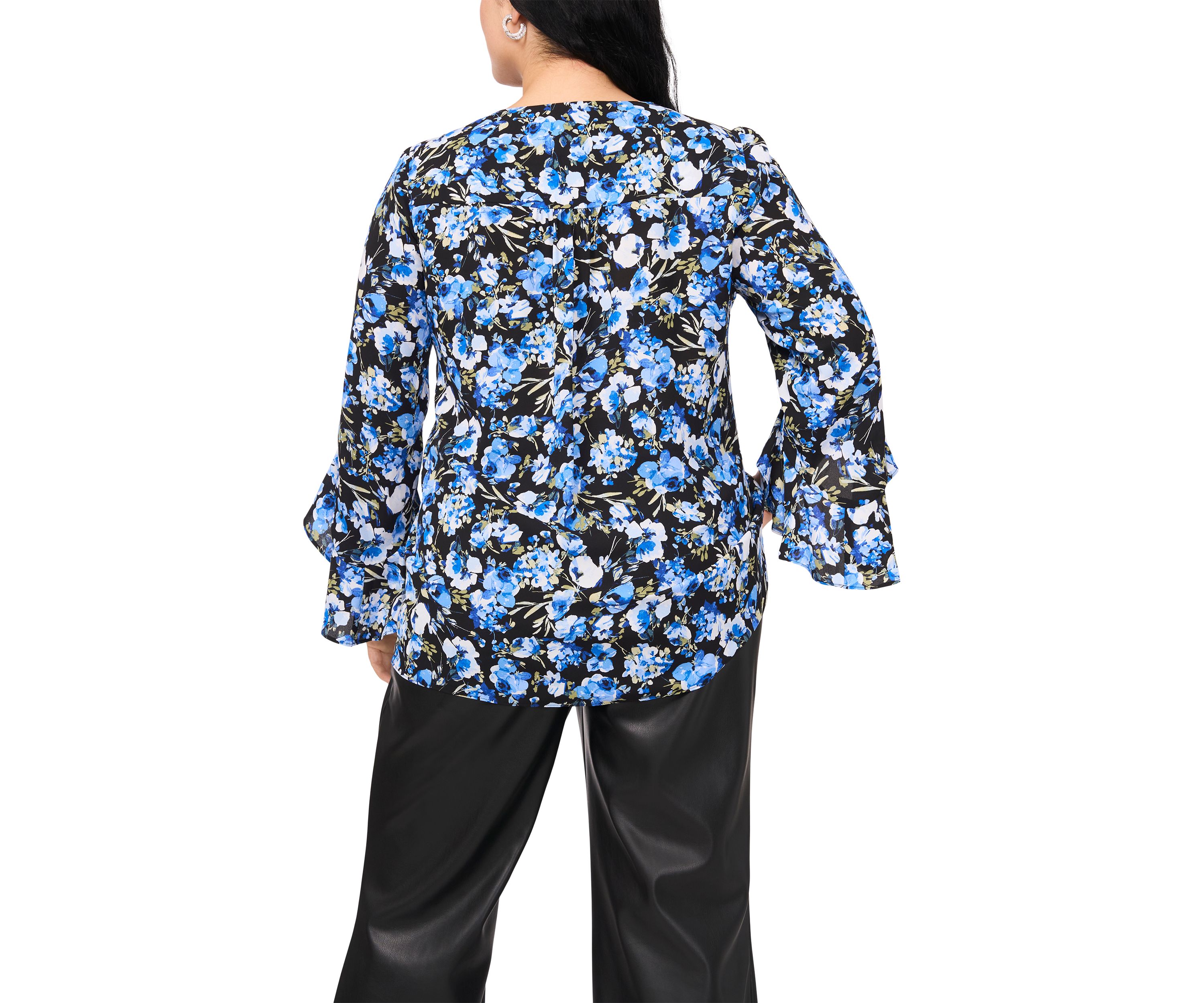 Plus Size V-Neck 3/4 Sleeve Blouse