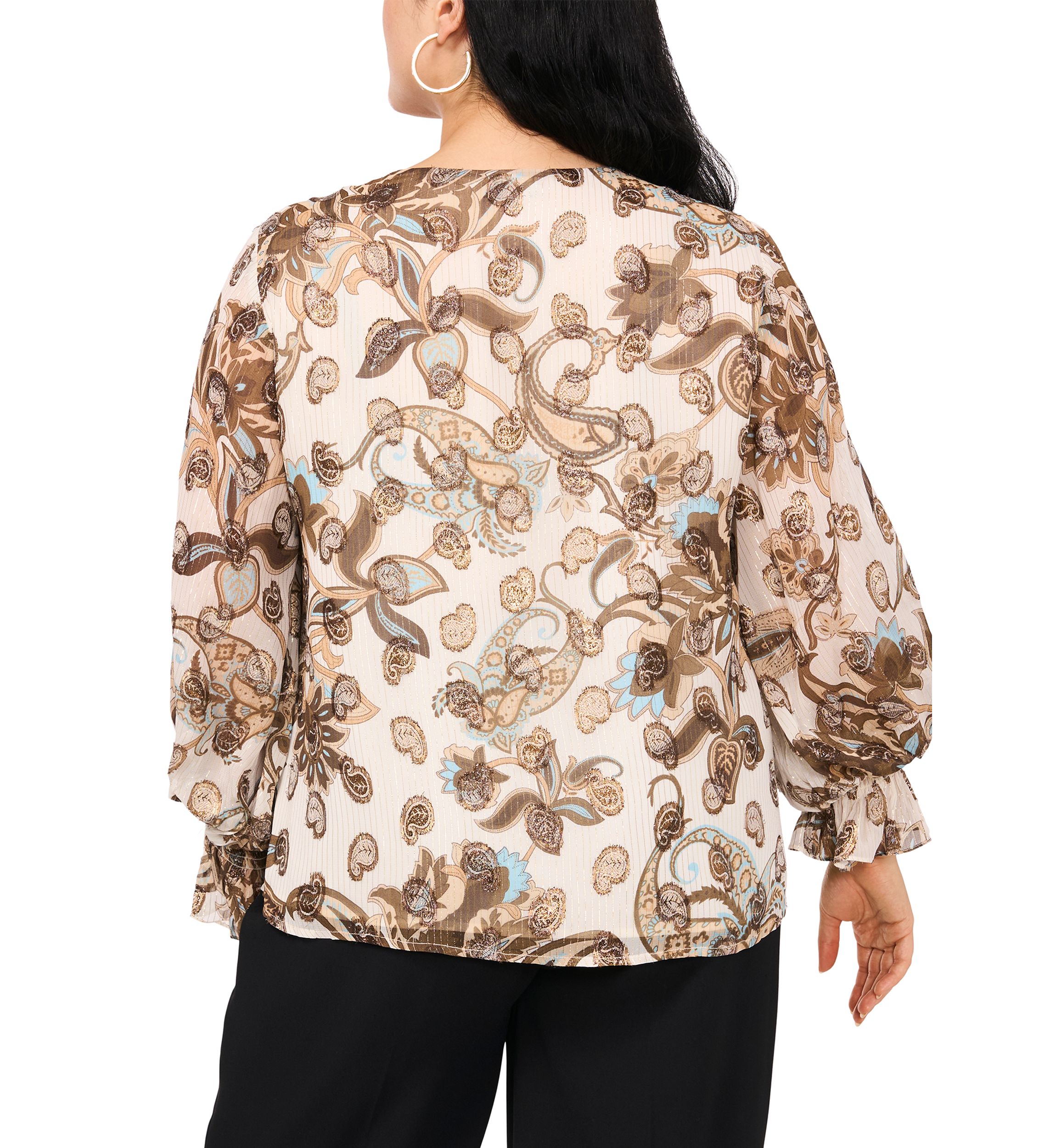 Plus Size Woven V-Neck Blouse