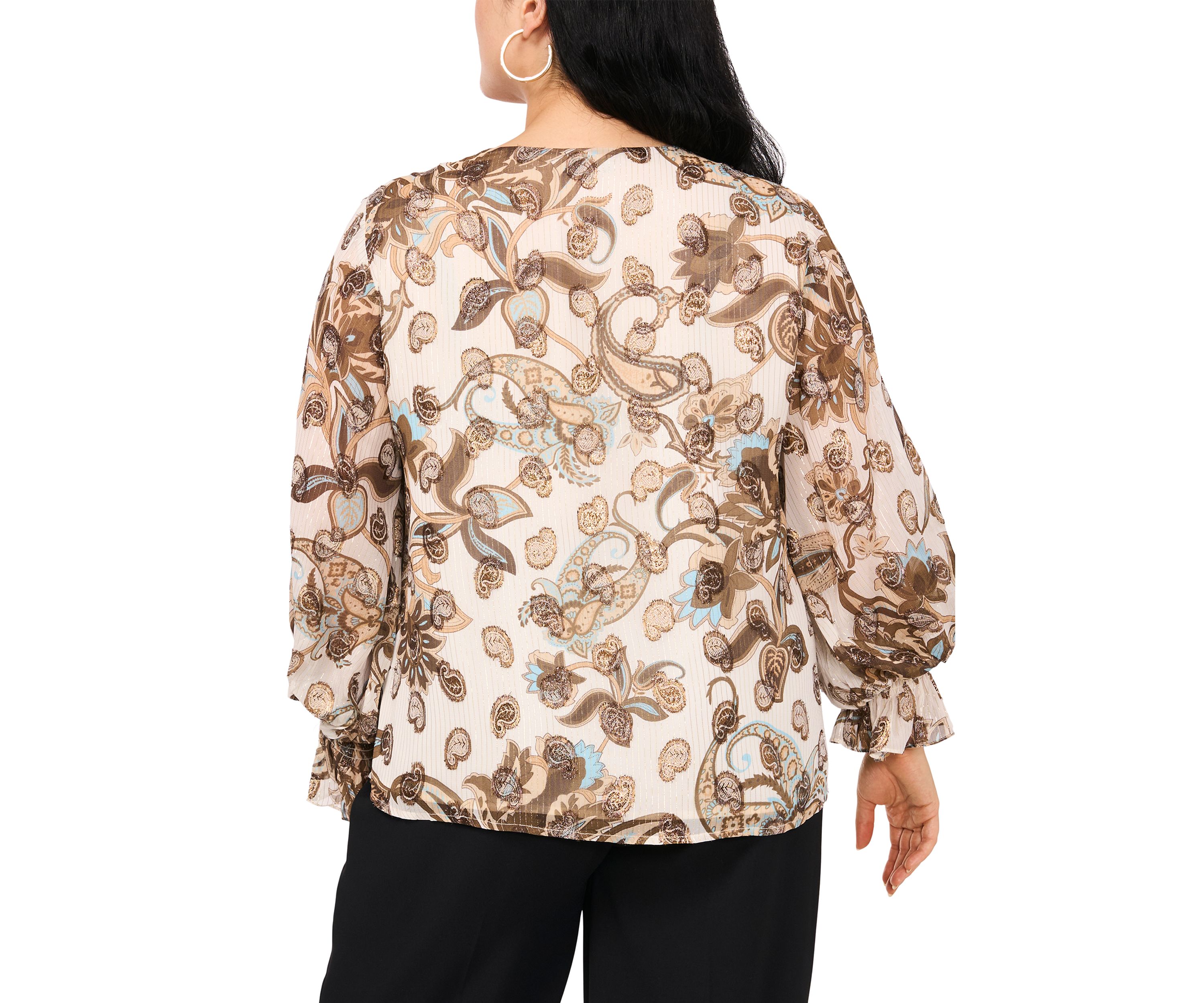 Plus Size Woven V-Neck Blouse