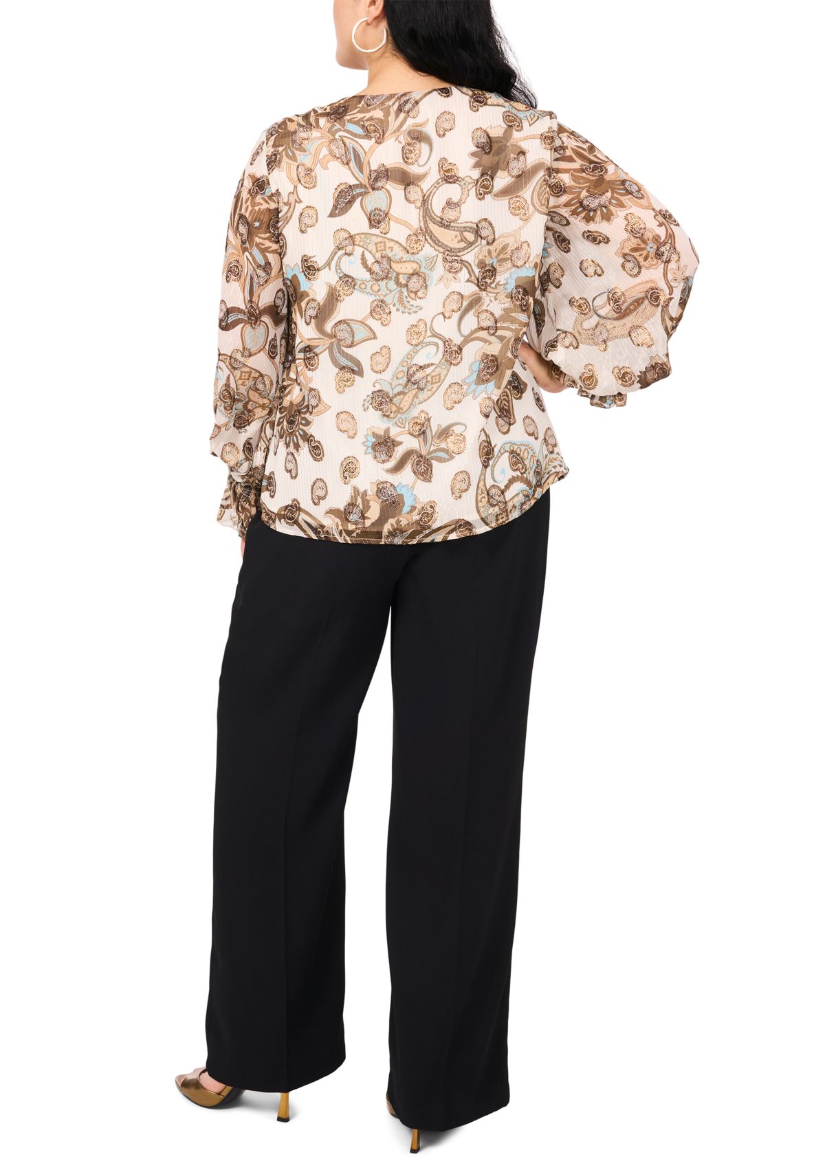 Plus Size Woven V-Neck Blouse