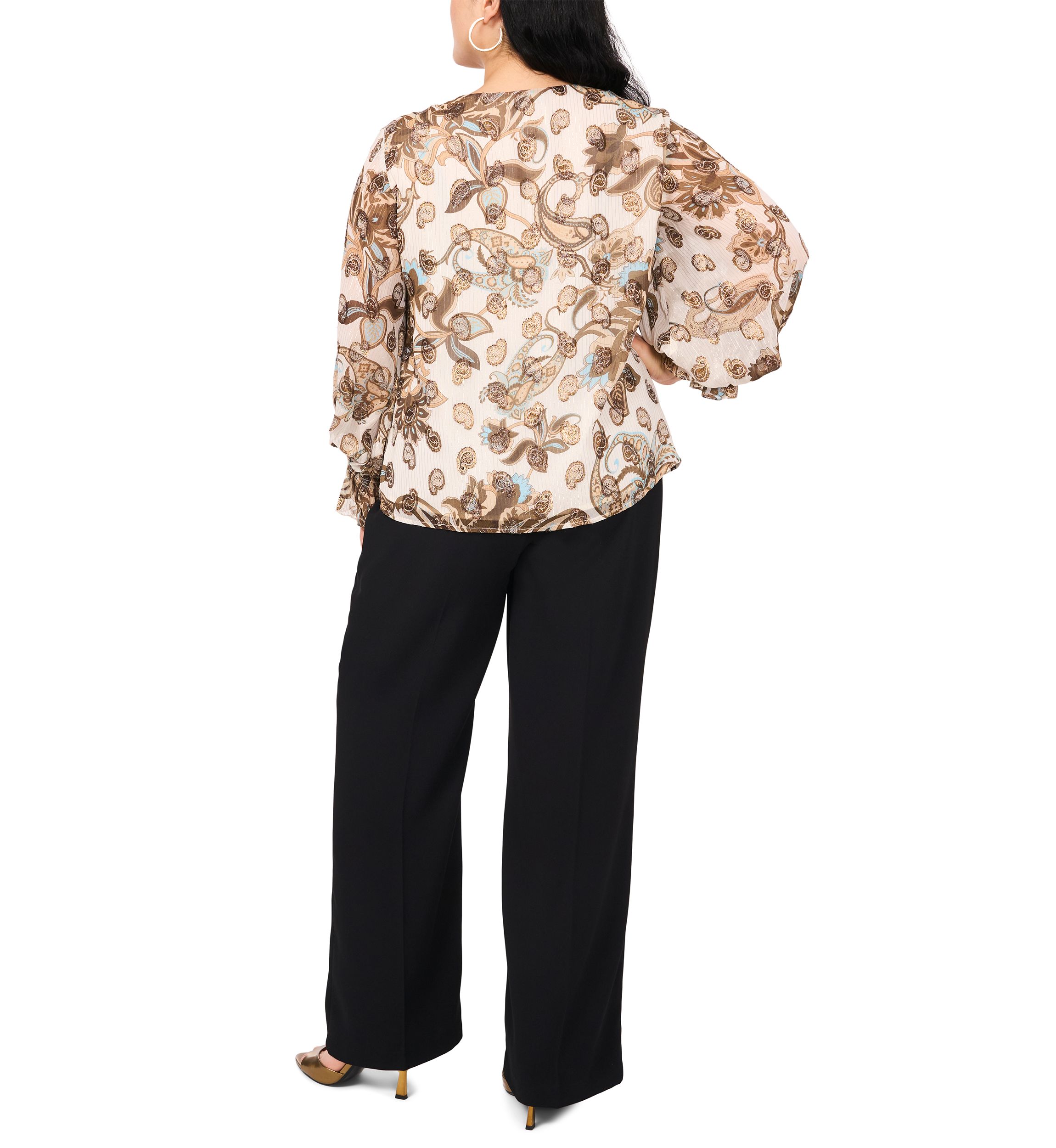 Plus Size Woven V-Neck Blouse