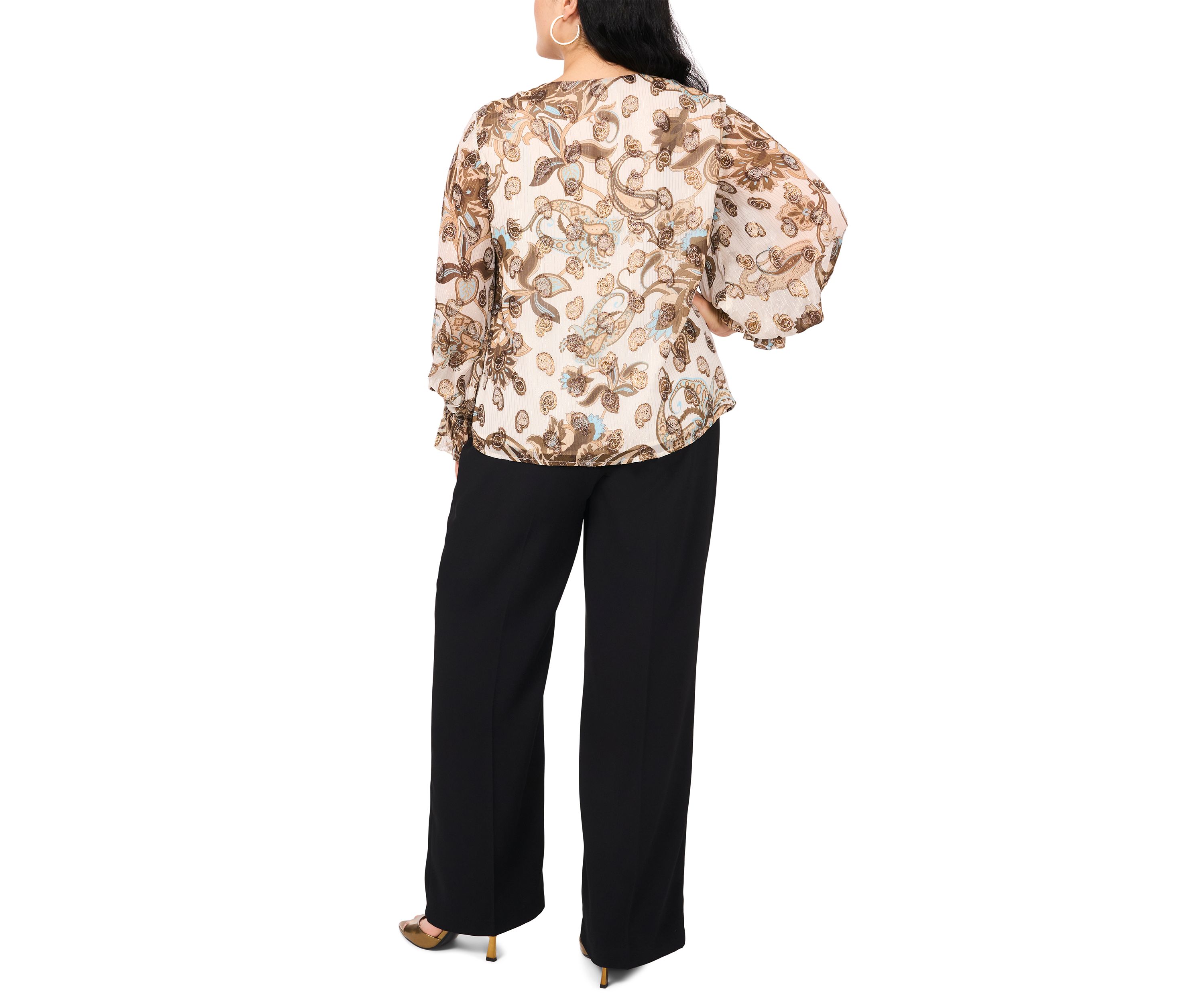 Plus Size Woven V-Neck Blouse