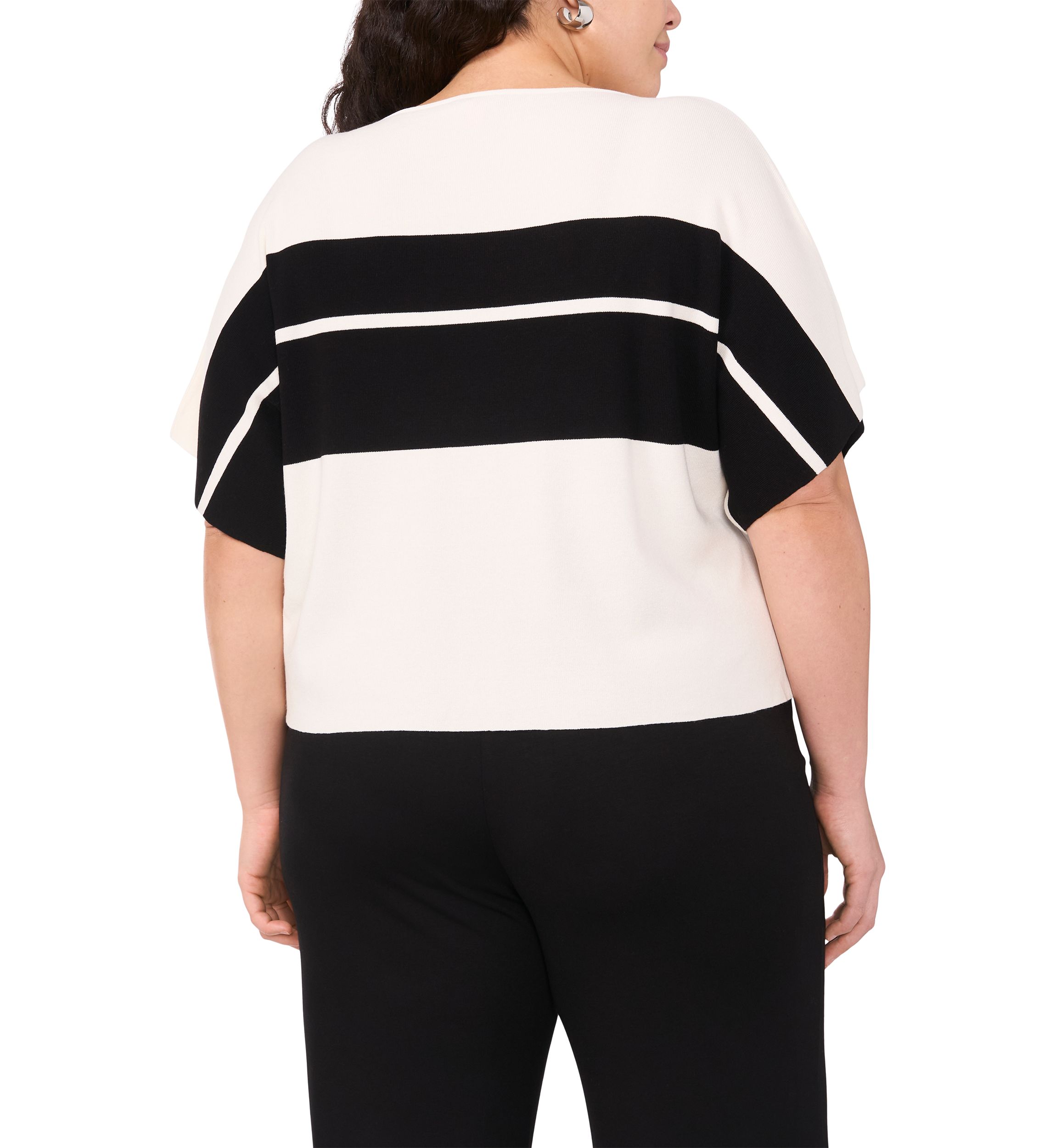 Plus Size Boat Neck Short Sleeve Sweater