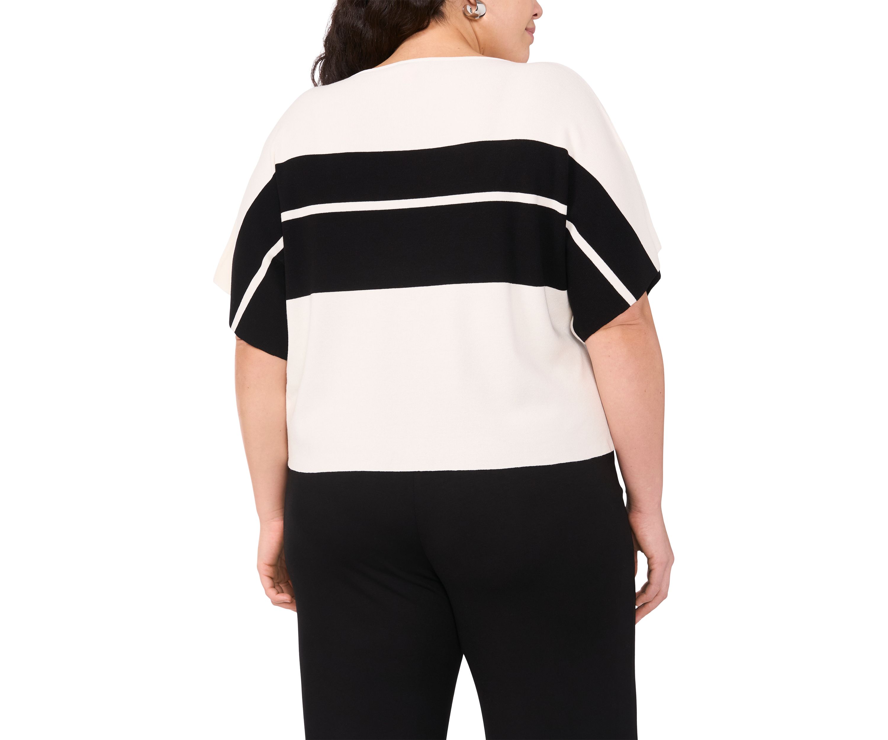 Plus Size Boat Neck Short Sleeve Sweater