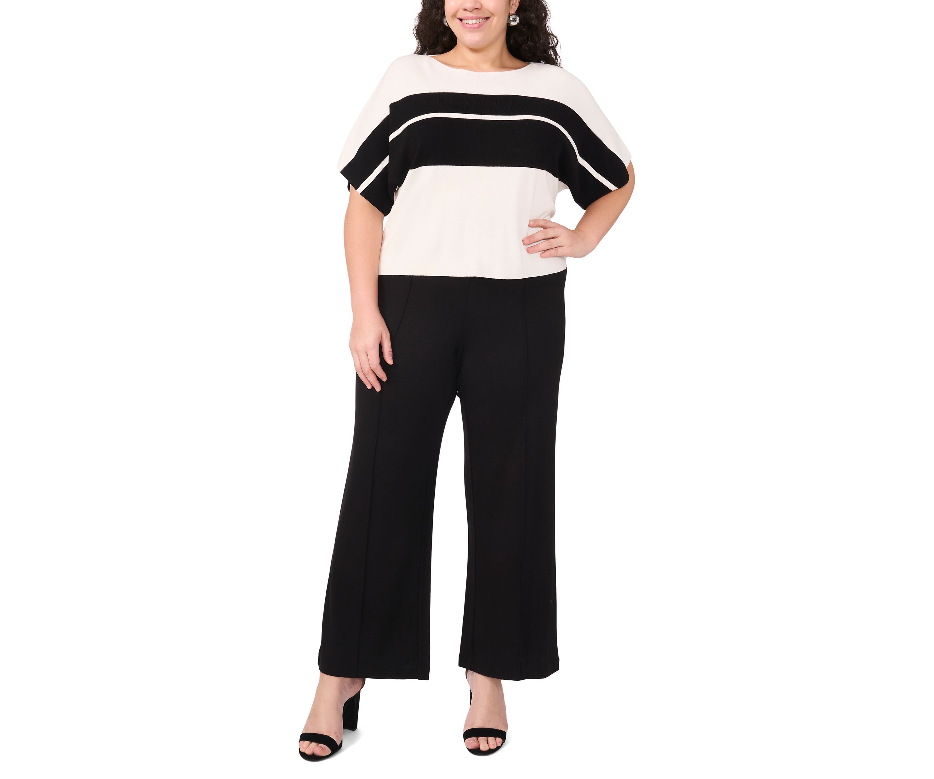 Plus Size Boat Neck Short Sleeve Sweater