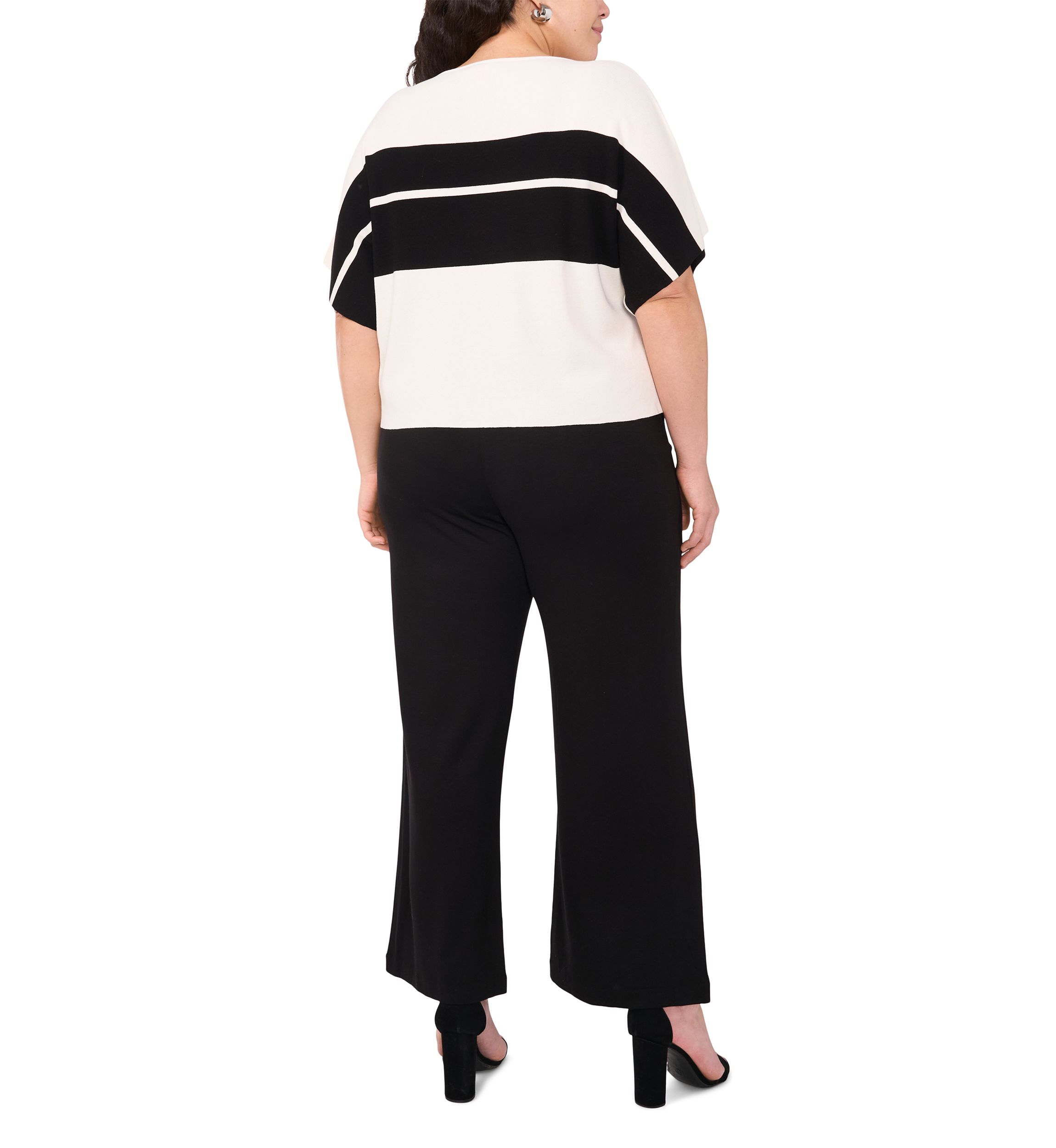 Plus Size Boat Neck Short Sleeve Sweater